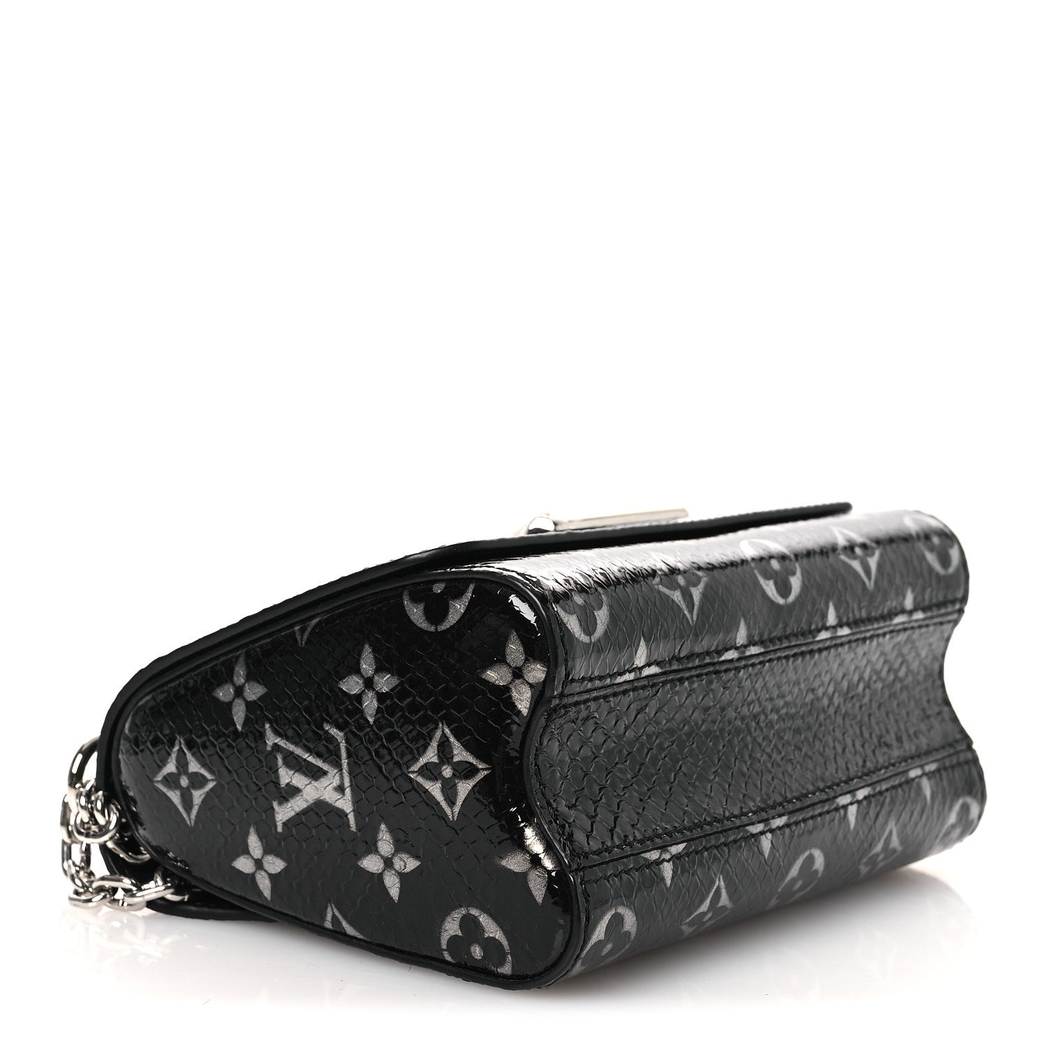 Snakeskin Monogram Twist Shoulder Bag PM Black