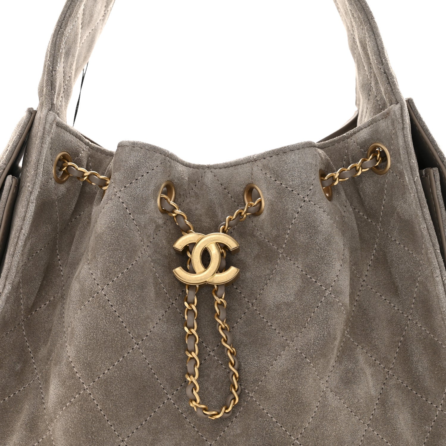 Suede Quilted Small Chanel 25 Handbag Dark Grey