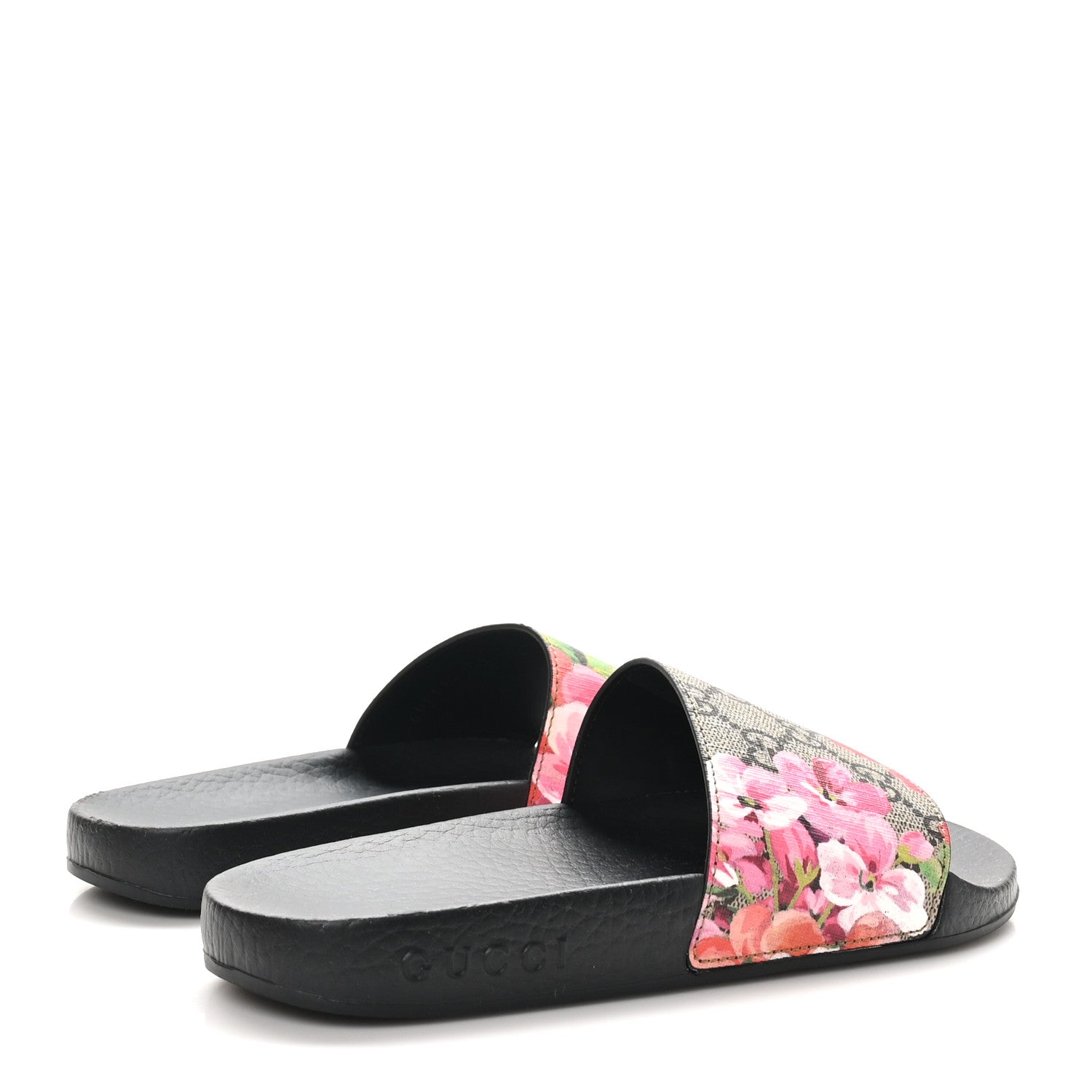 GG Supreme Monogram Blooms Slide Sandals 35 Beige Multicolor