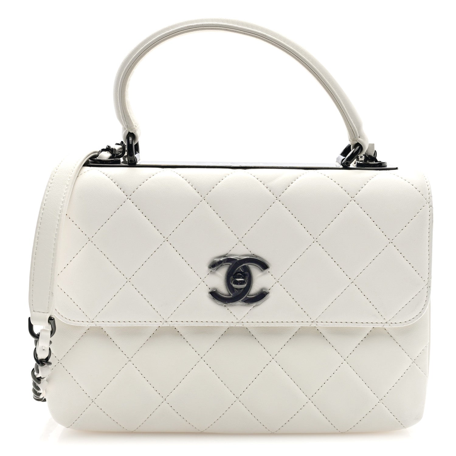 Lambskin Quilted Small Trendy CC Dual Handle Flap Bag White