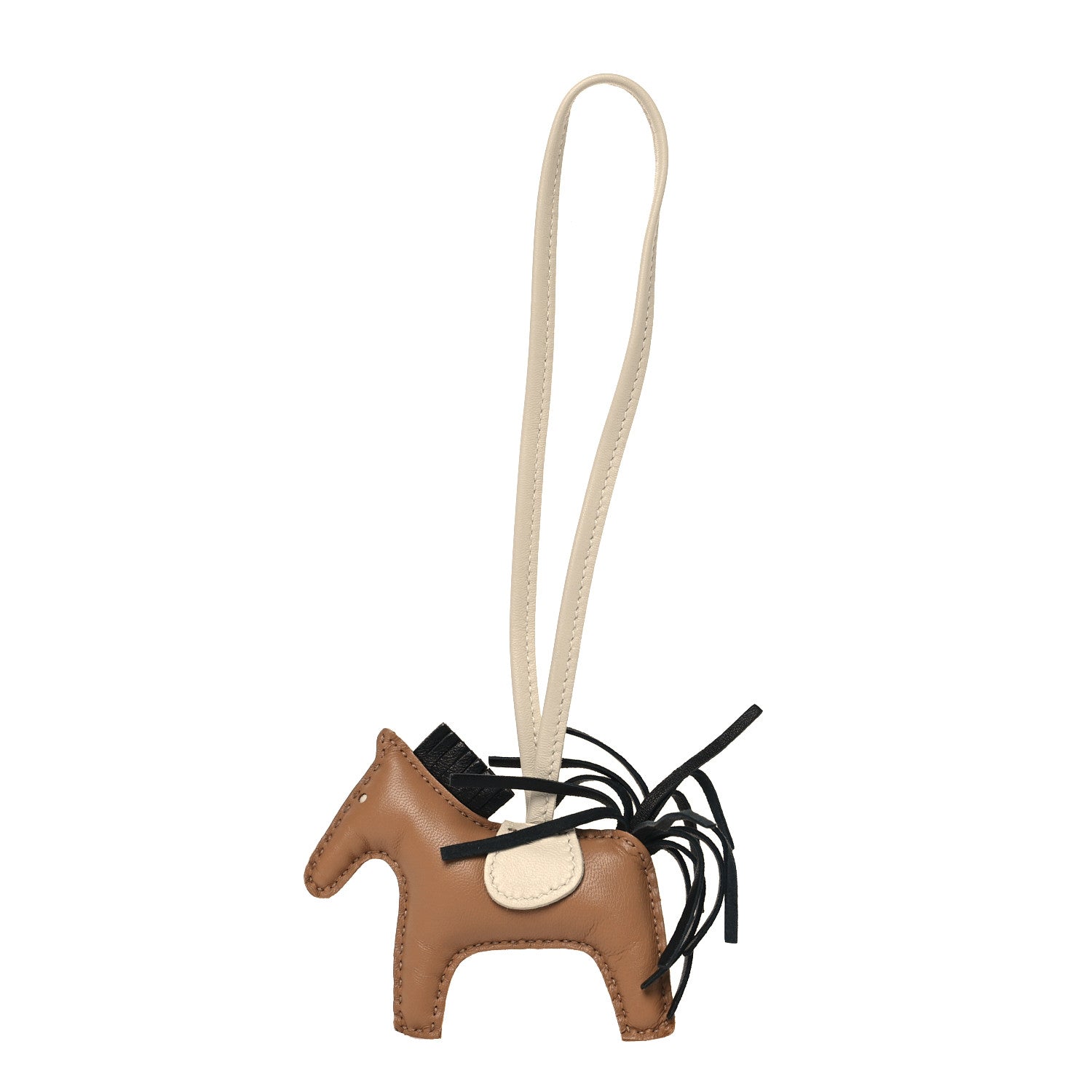 Milo Lambskin Grigri Rodeo Bag Charm PM Chai Black Craie