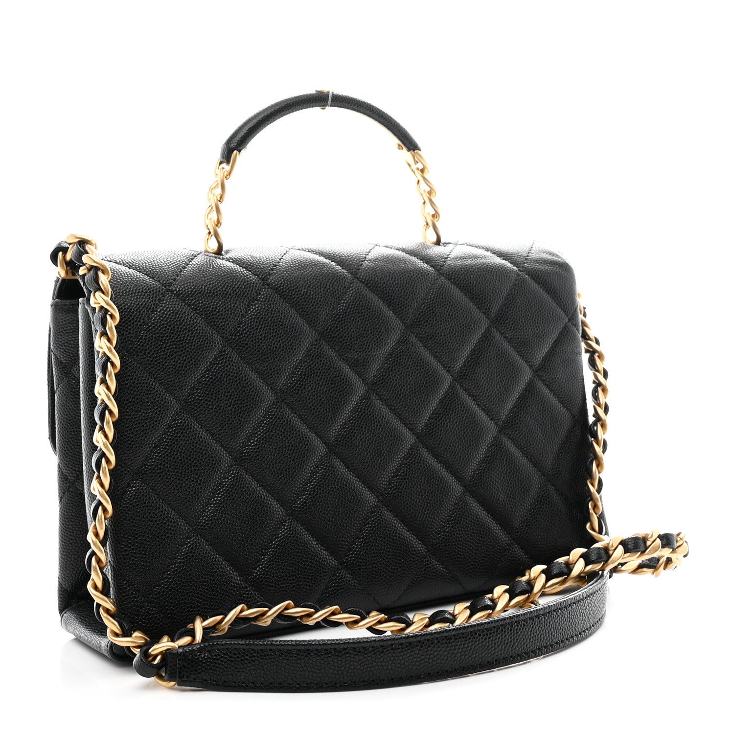 Caviar Quilted Medium Carry Me Top Handle Flap Black