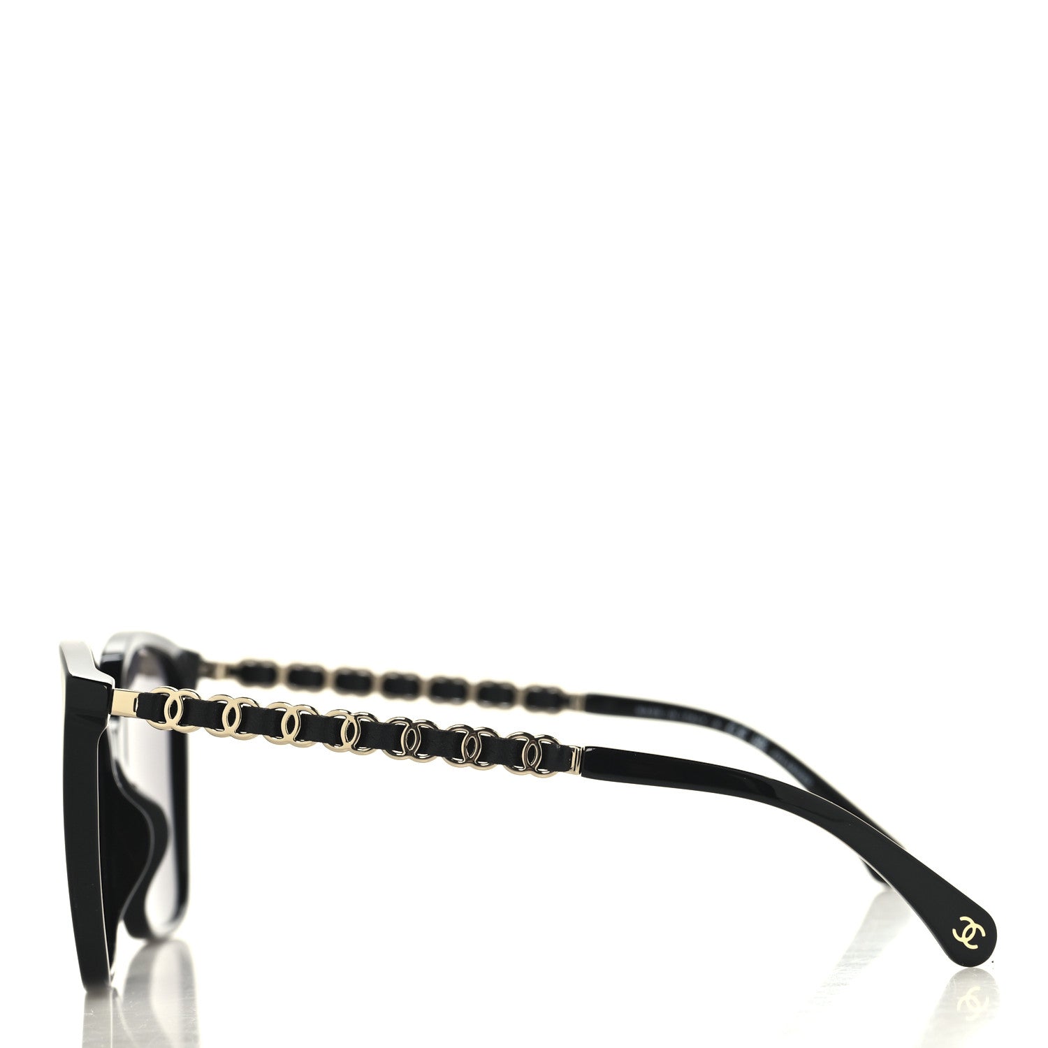 Acetate Calfskin Square Sunglasses 5546-Q-A Black