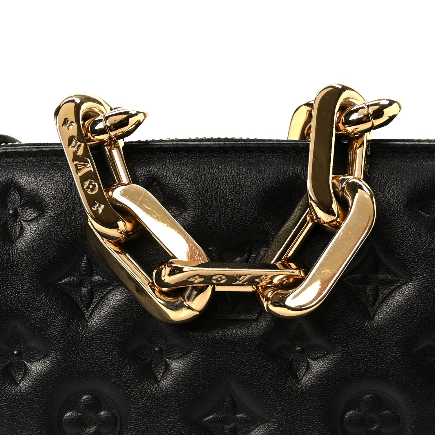 Lambskin Embossed Monogram Coussin BB Black