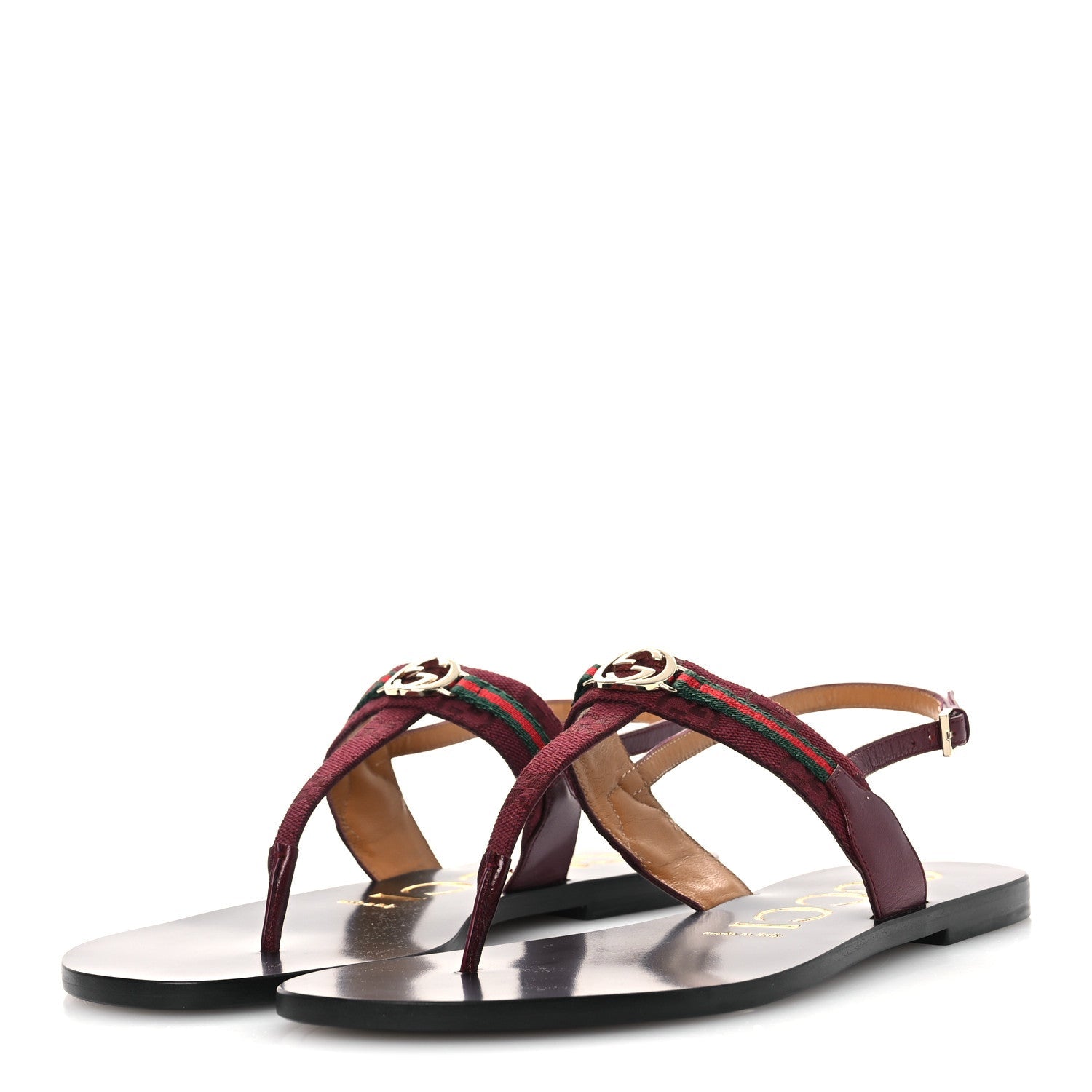 New Canvas GG Malaga Kid Web Interlocking G Womens Thong Sandals 39.5 Rosso Ancora