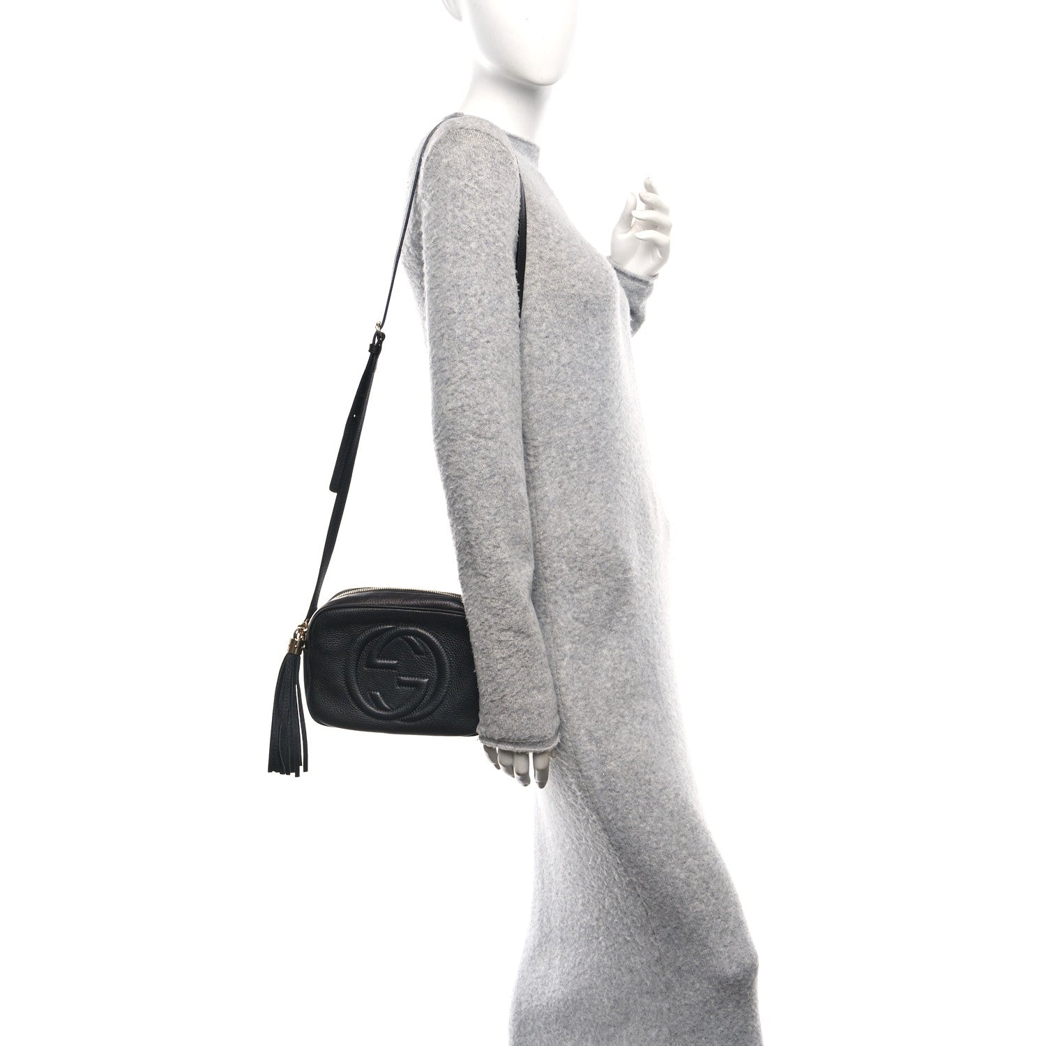 Pebbled Calfskin Small Soho Disco Bag Black