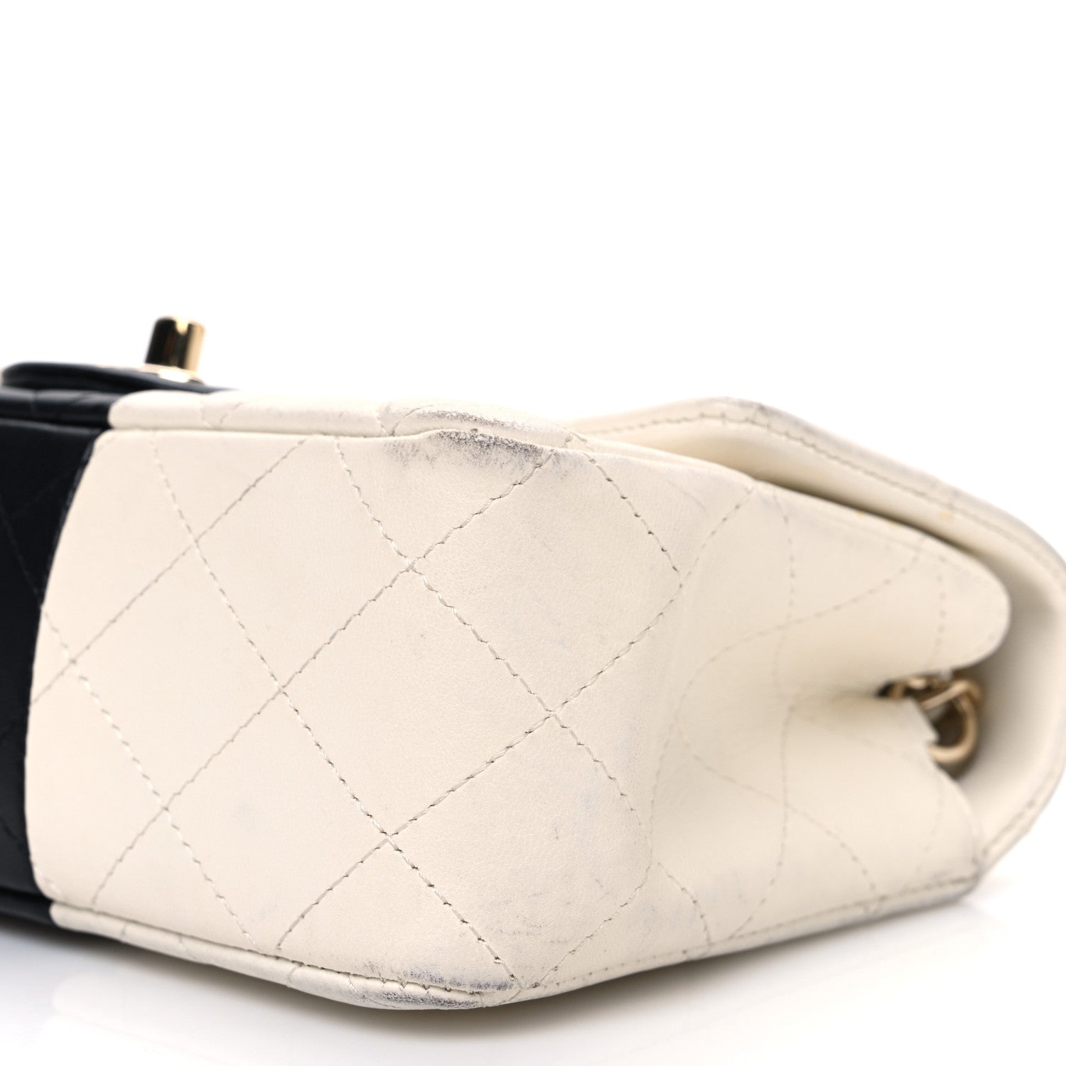 Lambskin Quilted Mini Rectangular Flap White Black