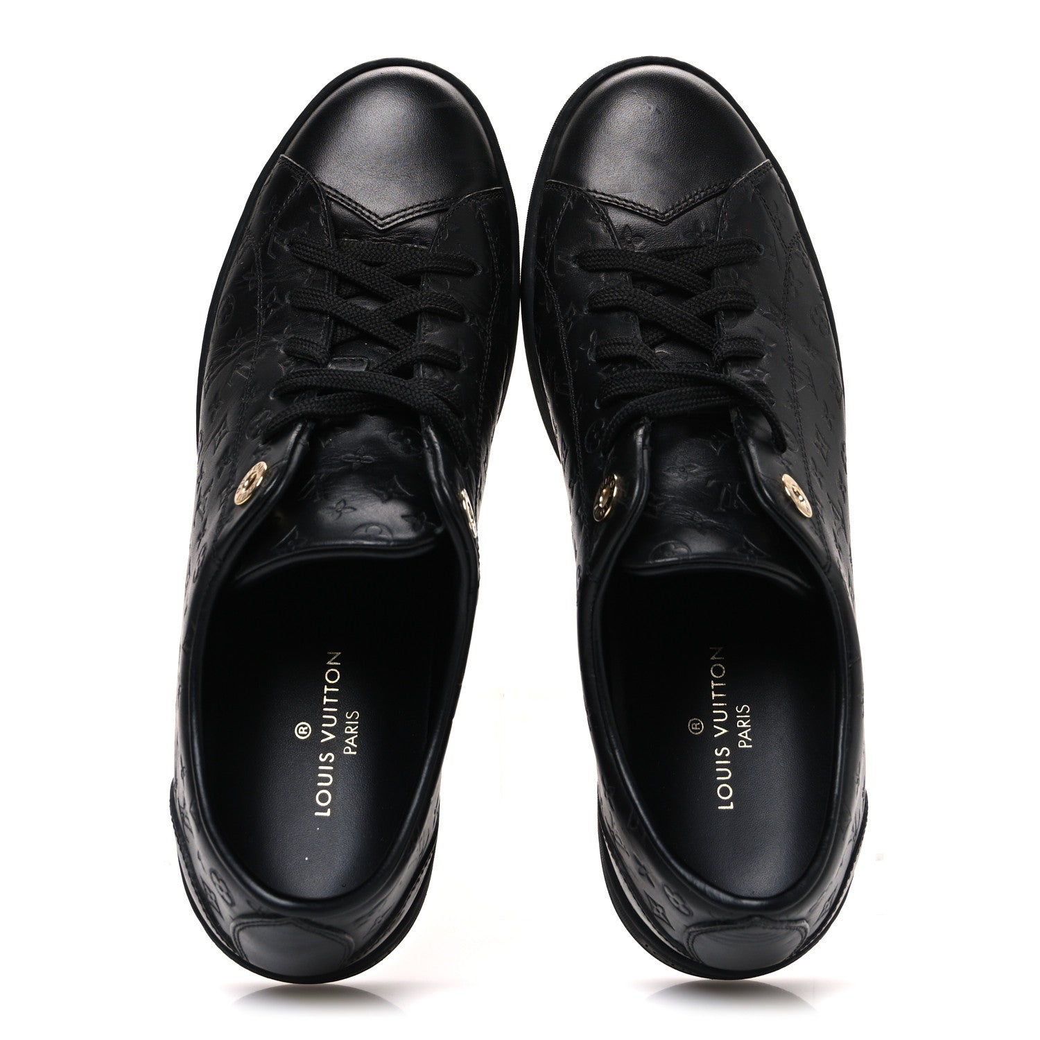 Calfskin Embossed Monogram Mens Luxembourg Sneakers 36 Black