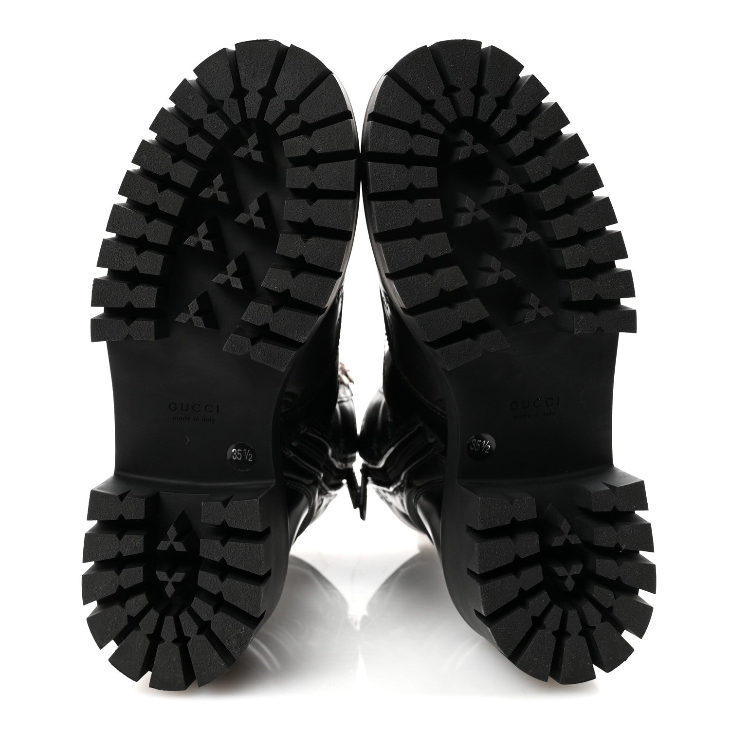 Cordovan Lux Nappa GG Matelasse Lace Up 60mm Combat Boots 35.5 Black