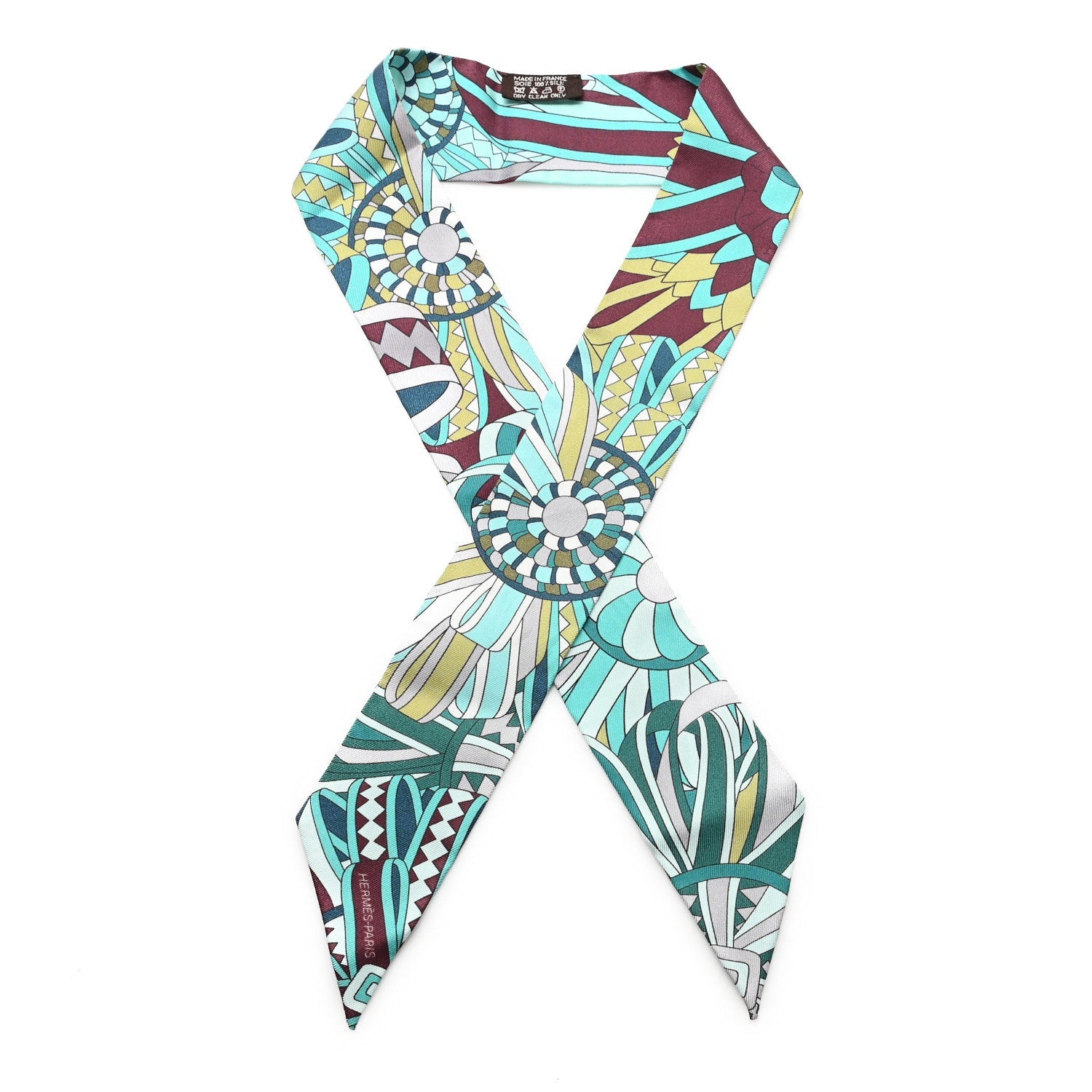 Silk Les Flots du Cheval Twilly Turquoise Bordeaux Aqua