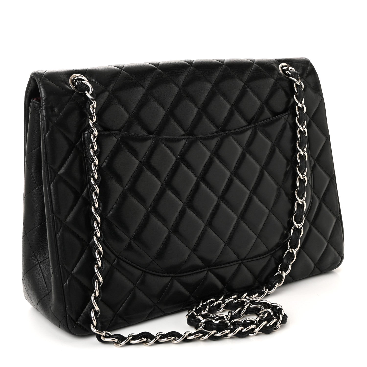 Lambskin Quilted Maxi Single Flap Black