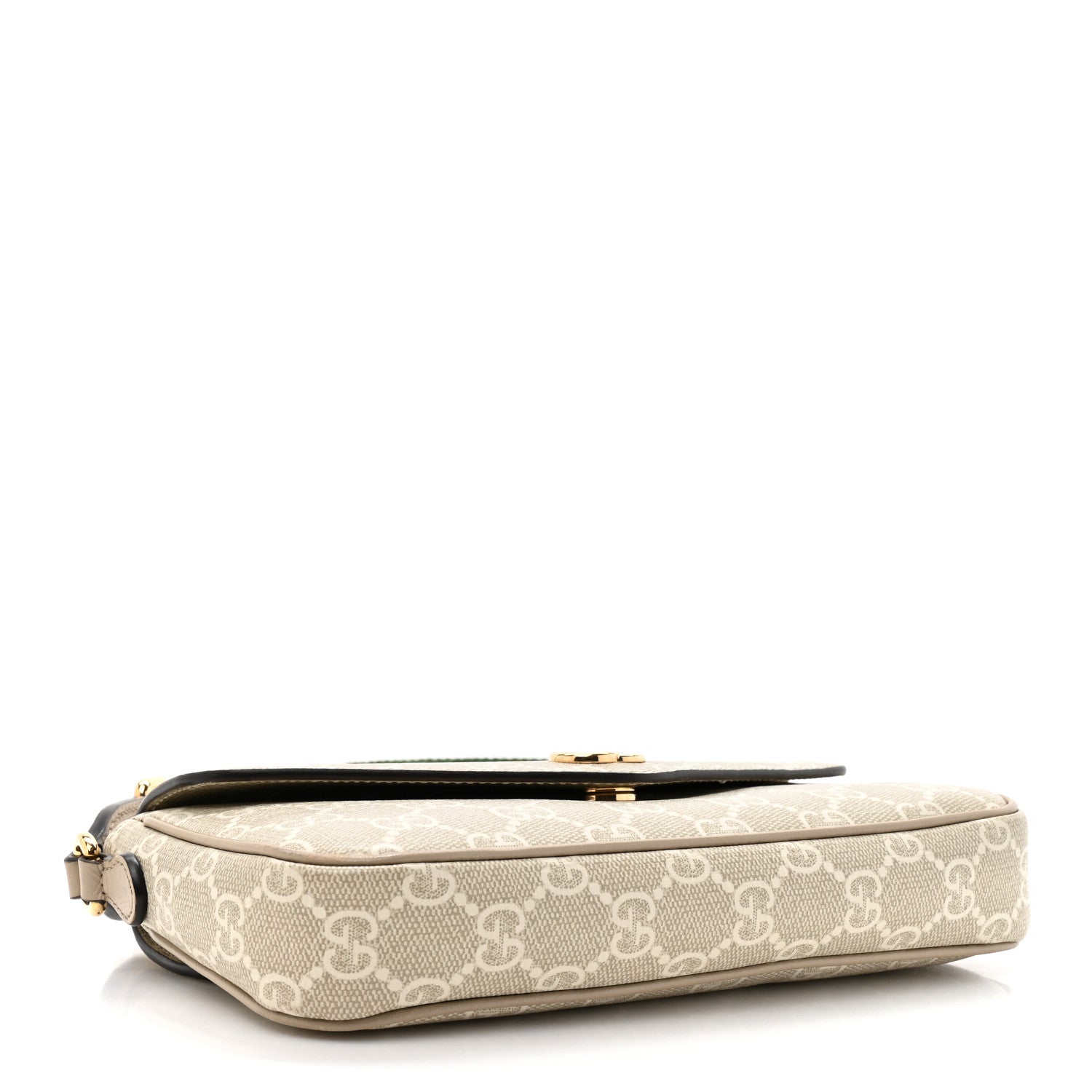 GG Supreme Monogram Textured Dollar Calfskin Web Mini Ophidia Envelope Shoulder Bag Beige Mystic White Oatmeal