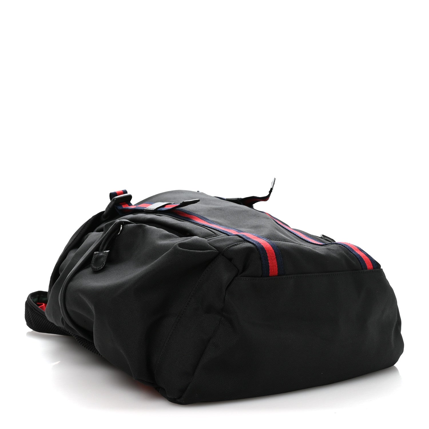 Techno Canvas Web Double Buckle Backpack Black