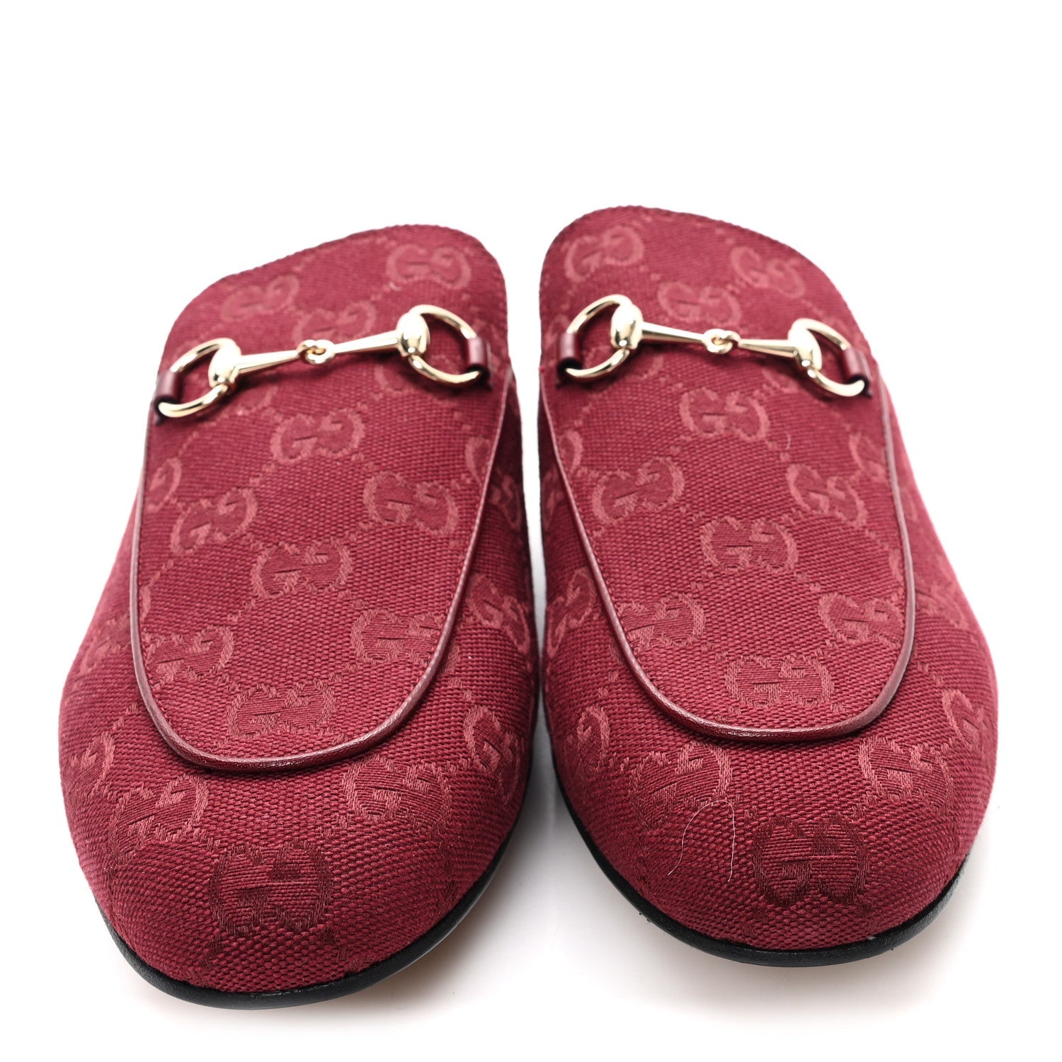 New Canvas GG Monogram Malaga Kid Womens Princetown Slippers 40 Rosso Ancora