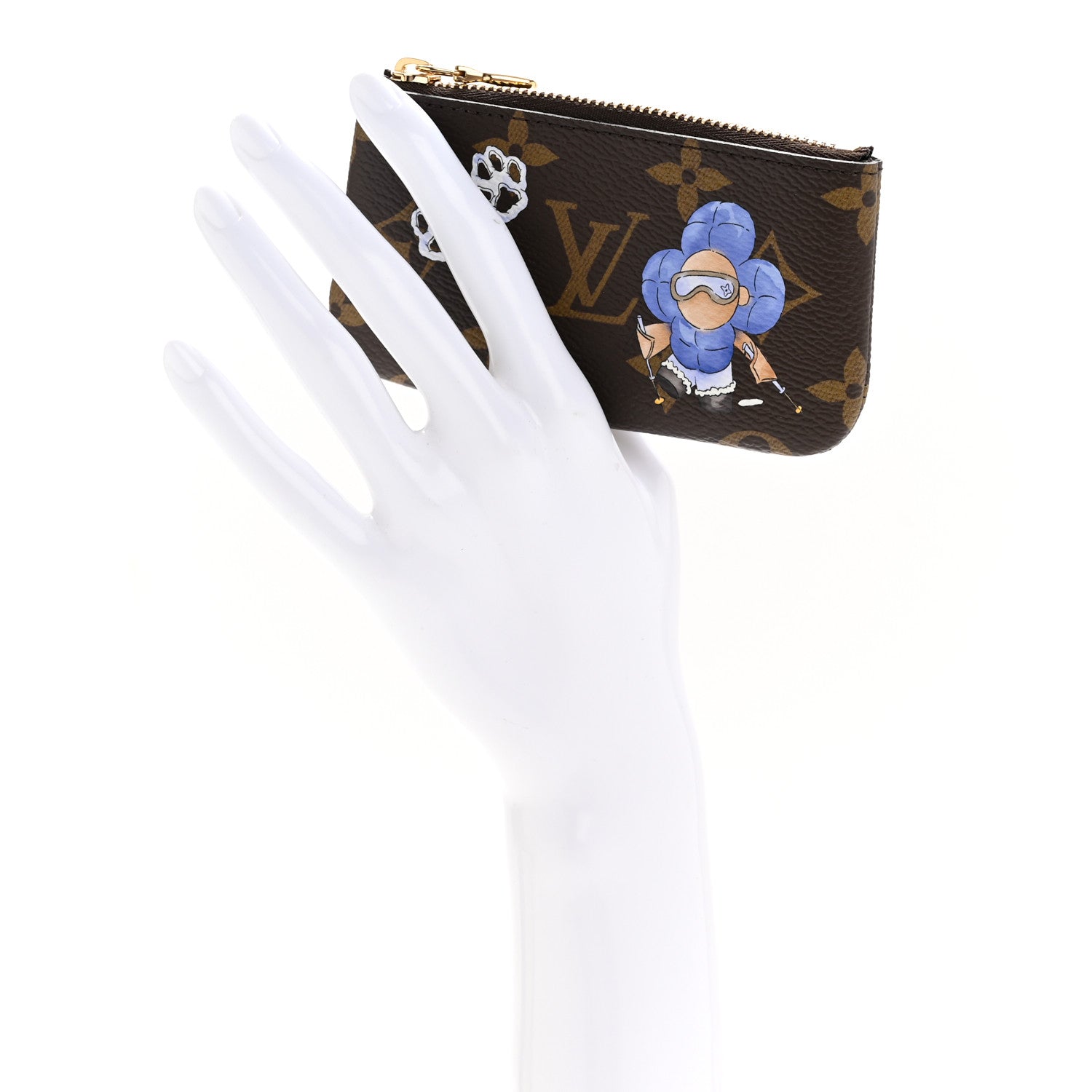 Monogram 2025 Christmas Animation Vivienne Paw Print Key Pouch Blue Frost