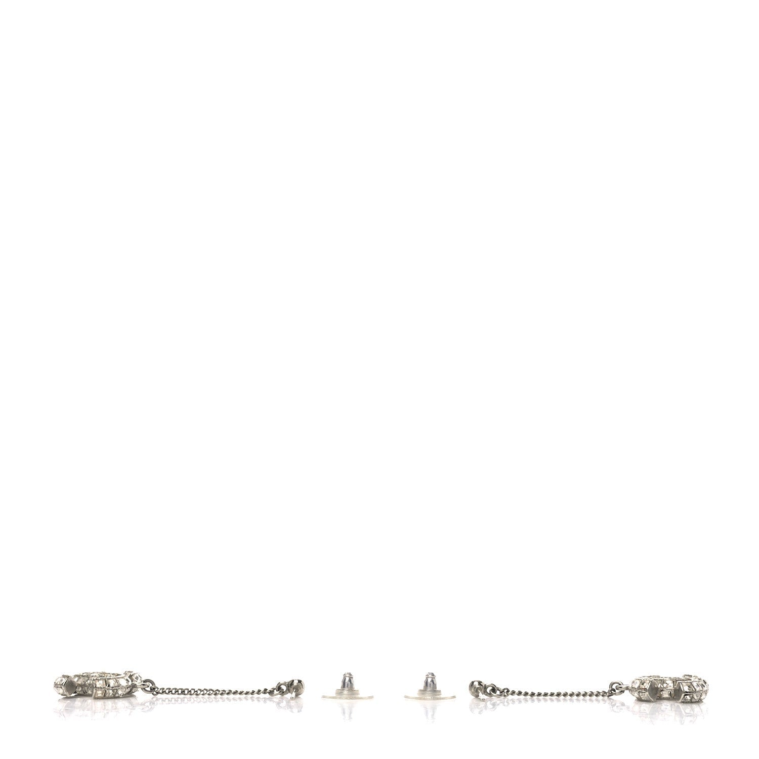 Crystal Baguette CC Drop Earrings Silver