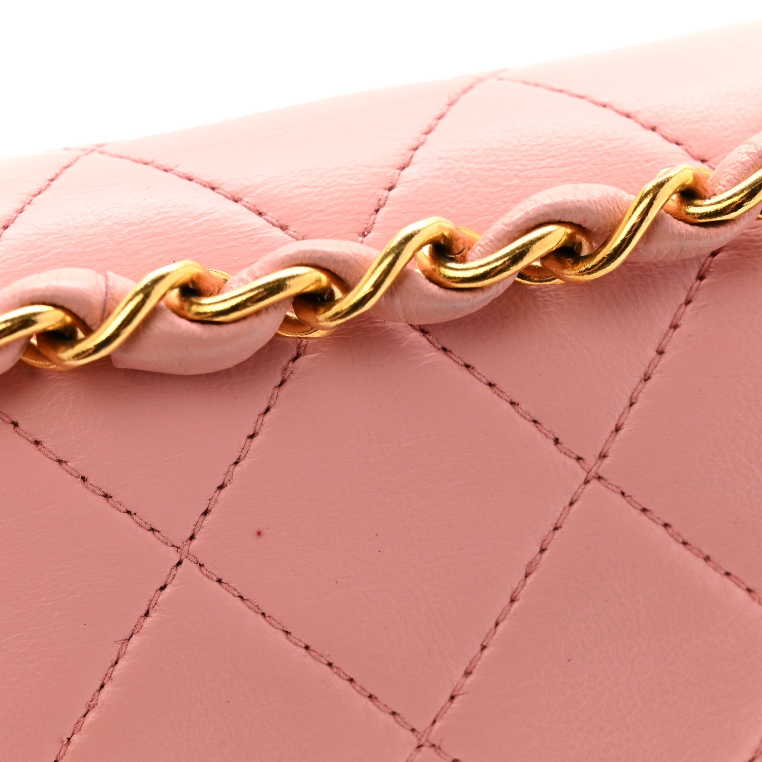 Lambskin Quilted Medium Double Flap Light Pink