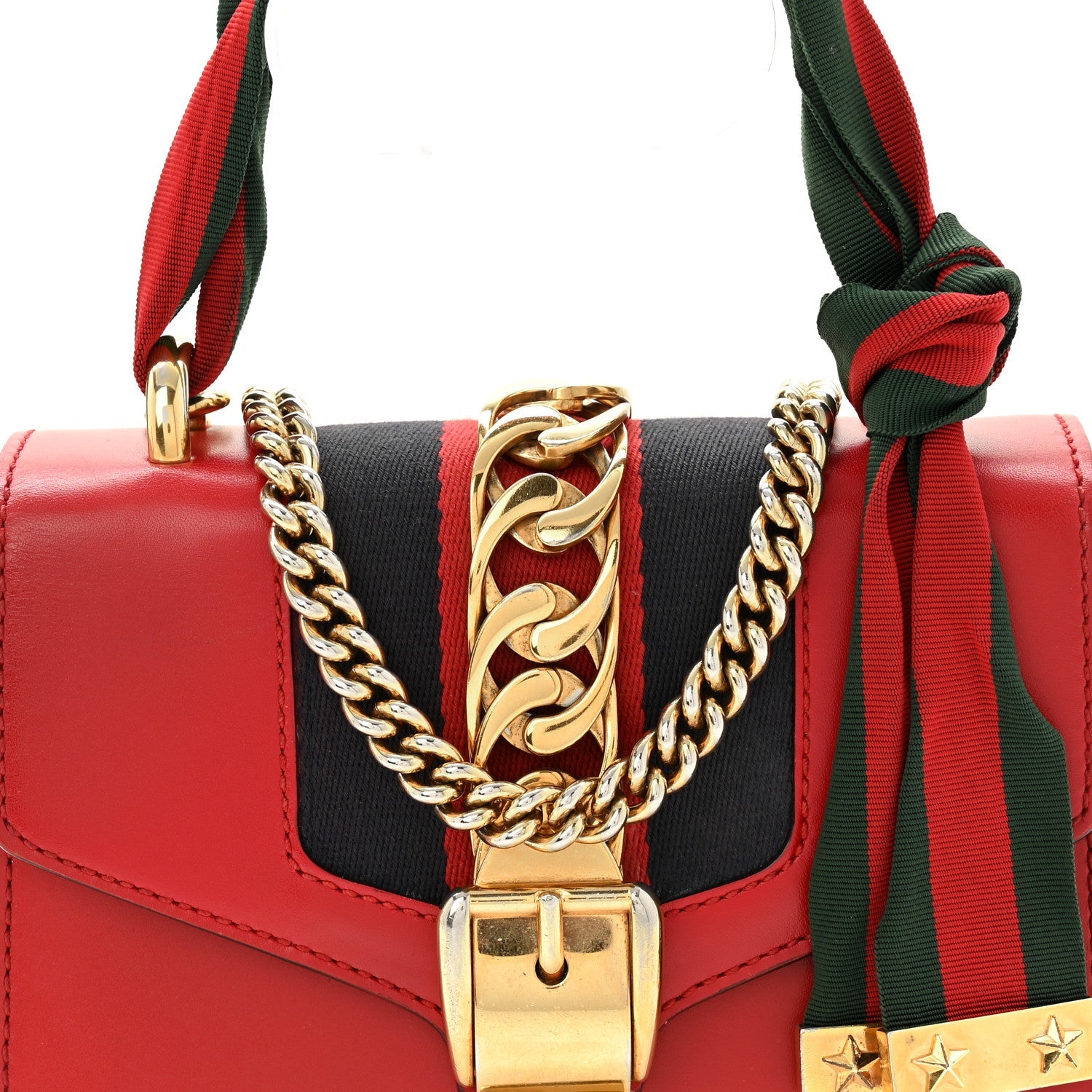Calfskin Mini Sylvie Chain Shoulder Bag Hibiscus Red