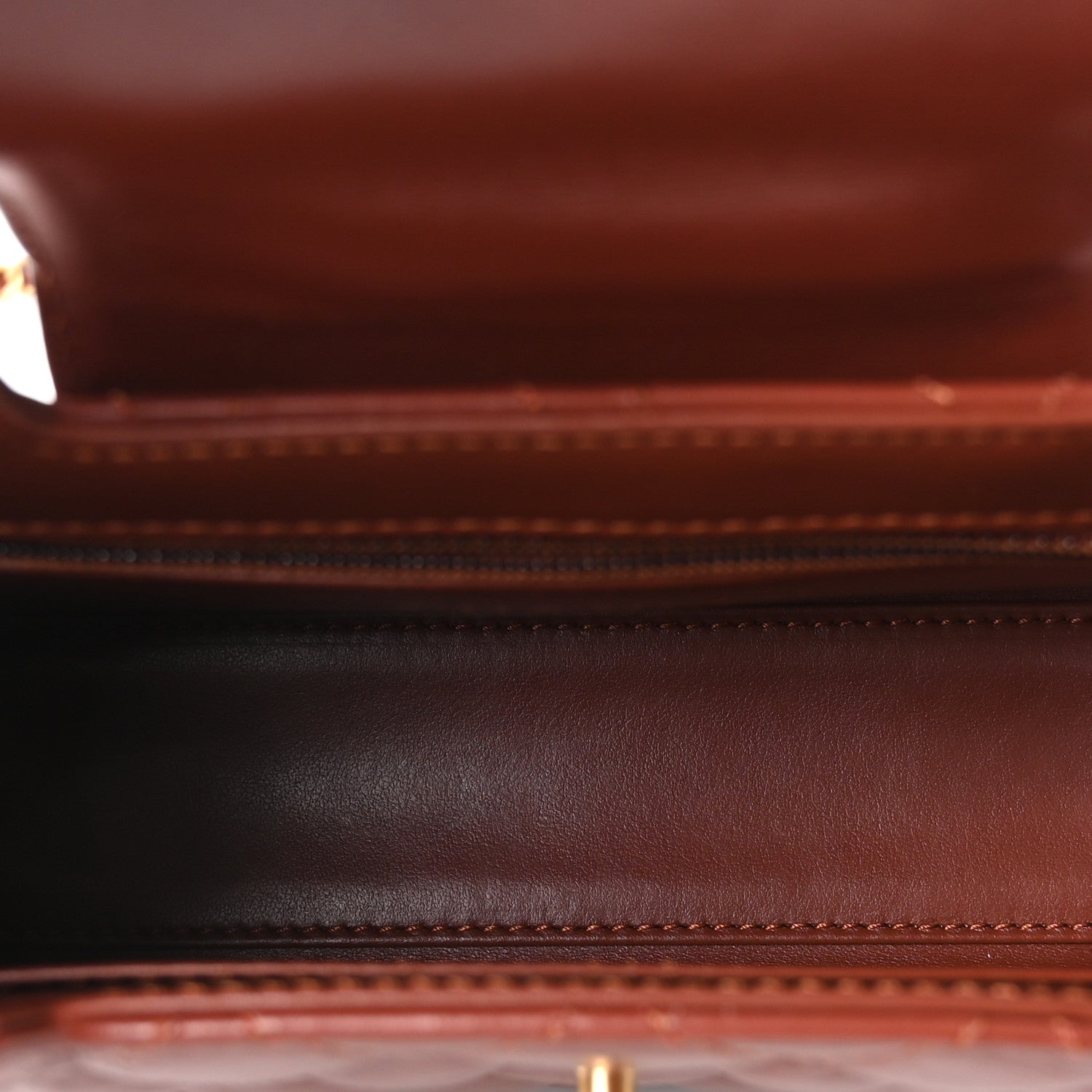 Shiny Aged Calfskin Quilted Nano Kelly Shopper Brown