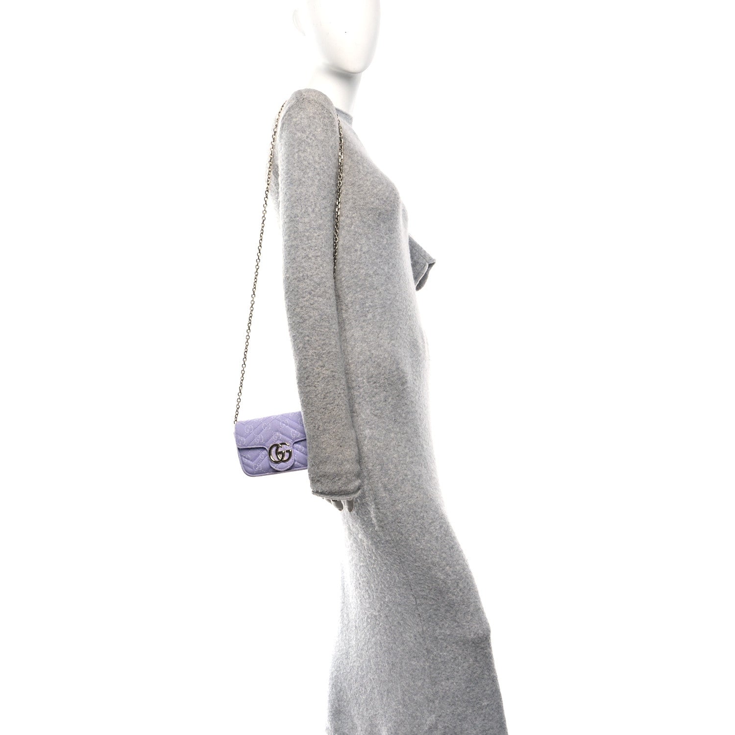 Denim GG Monogram Mini GG Marmont Shoulder Bag Light Purple