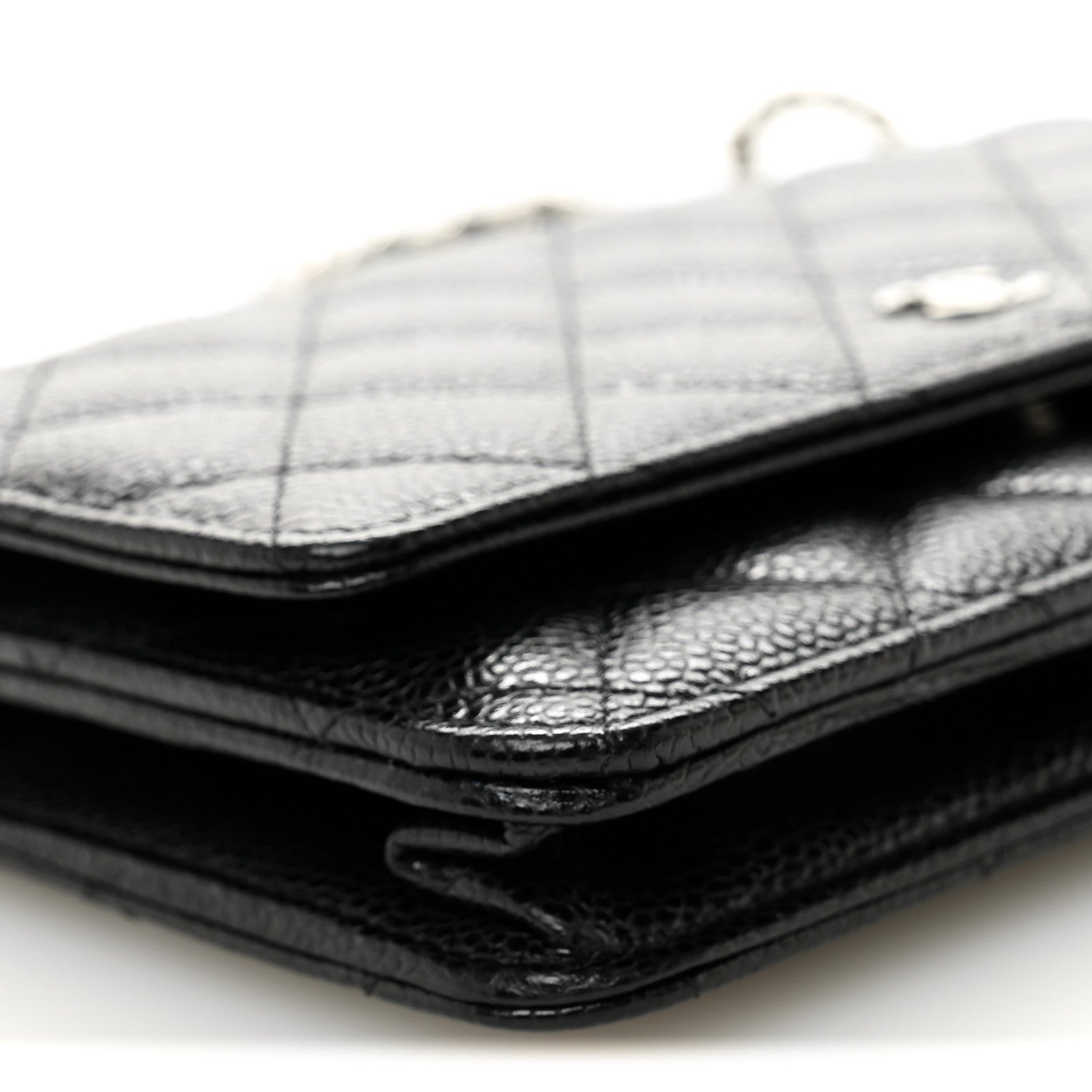 Caviar Quilted Wallet on Chain WOC Black