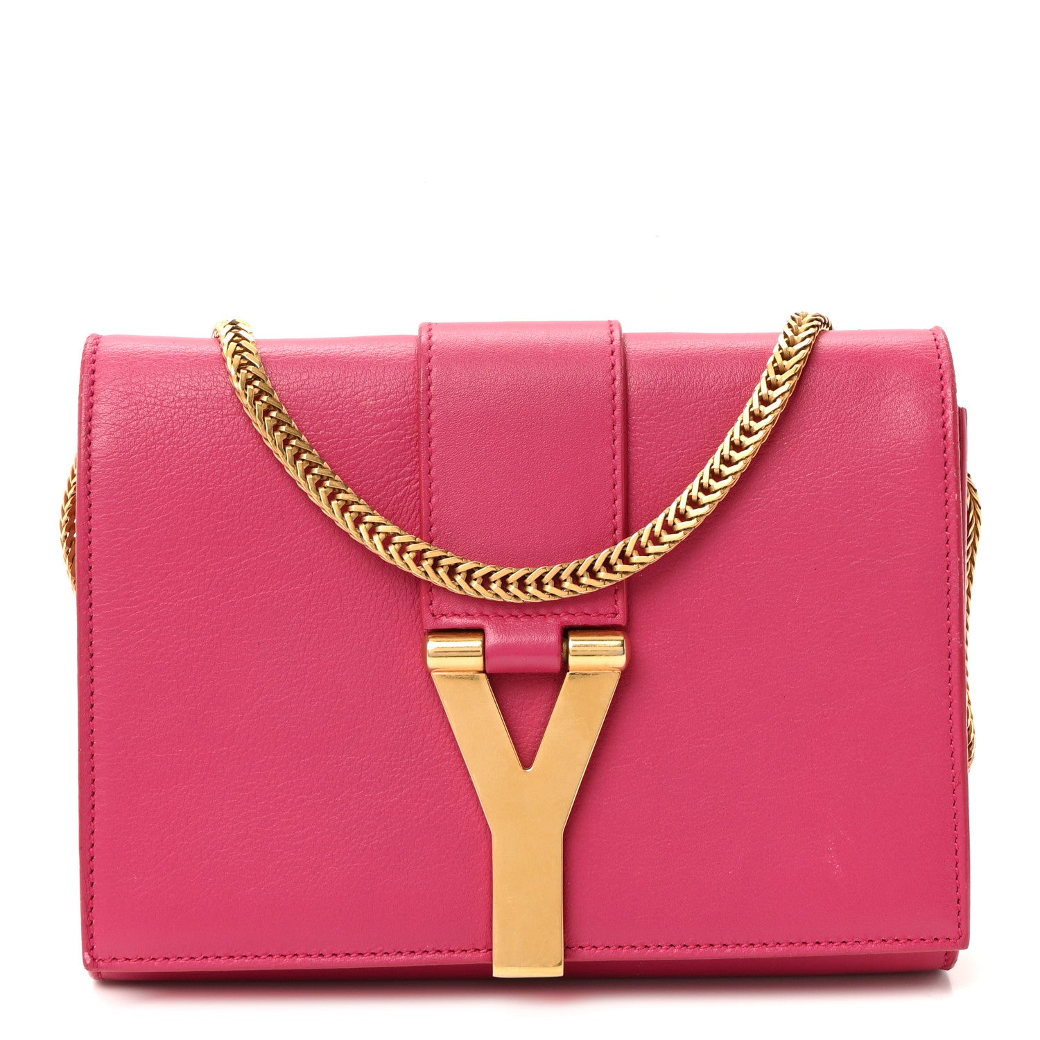 Calfskin Small Classic Y Satchel Fuchsia