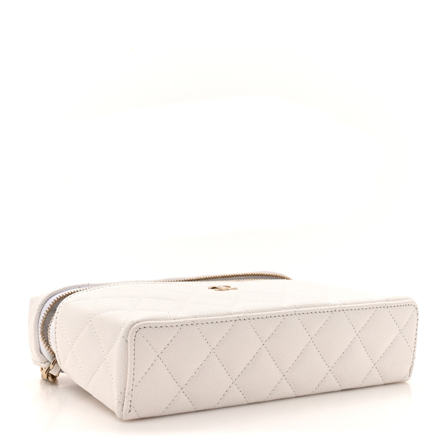 Caviar Quilted Top Handle Slim Vanity With Chain White
