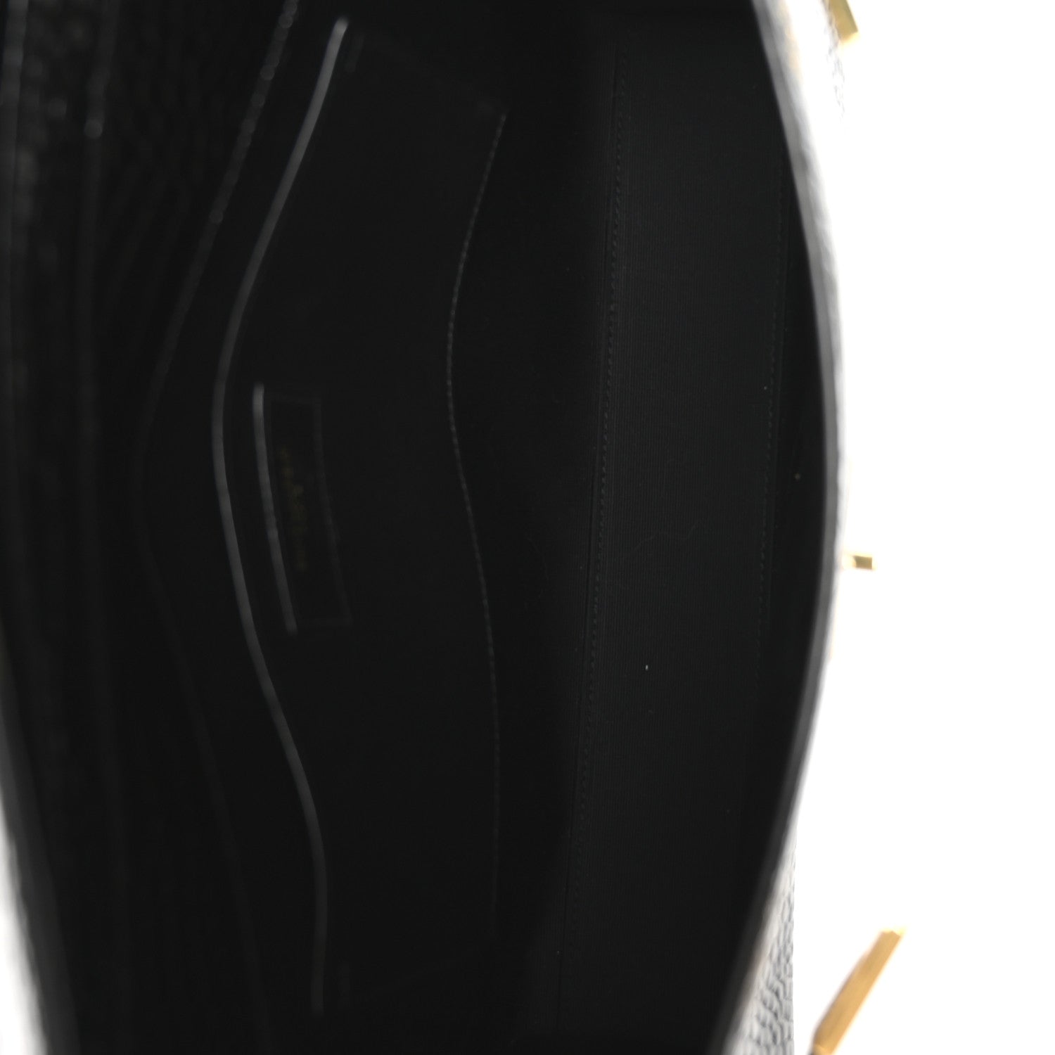 Shiny Calfskin Crocodile Embossed Manhattan Baguette Black