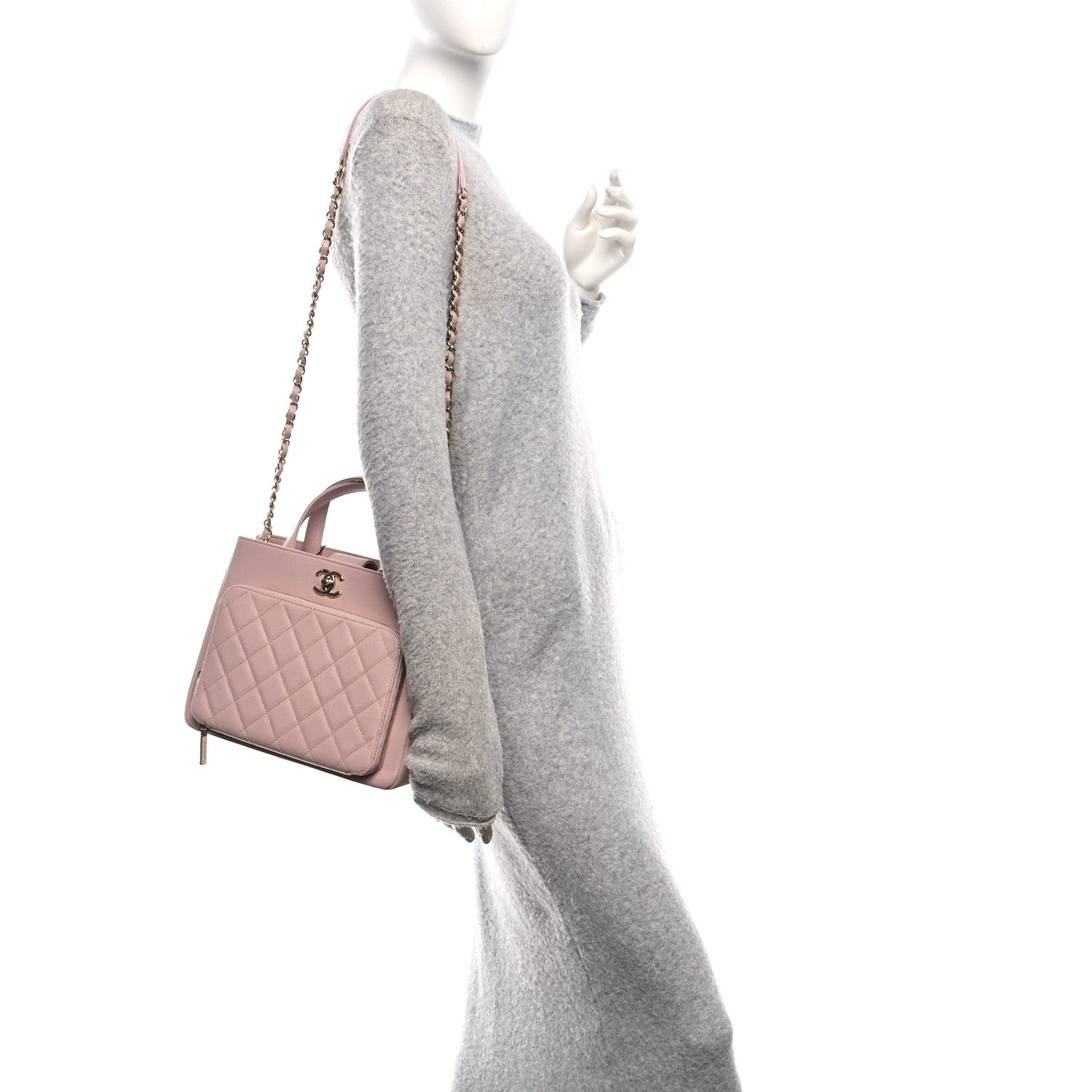 Caviar Quilted Small Business Affinity Shopping Bag Light Pink
