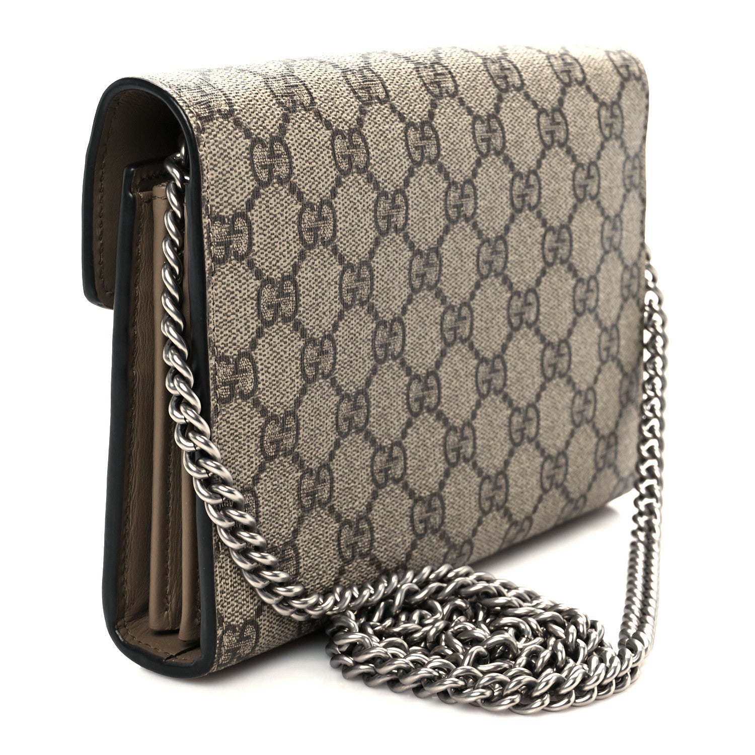 GG Supreme Monogram Mini Dionysus Chain Wallet Beige Taupe
