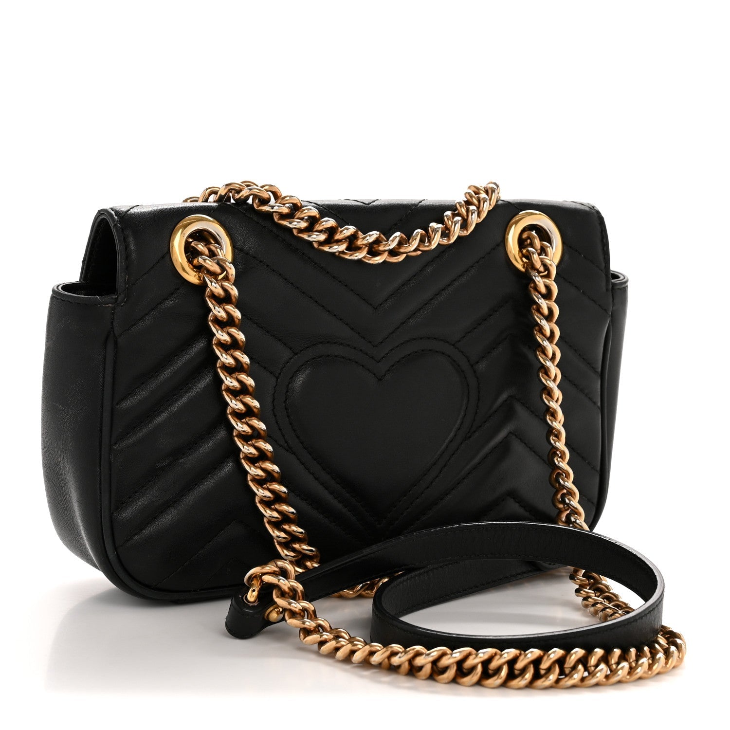 Calfskin Matelasse Mini GG Marmont Shoulder Bag Black