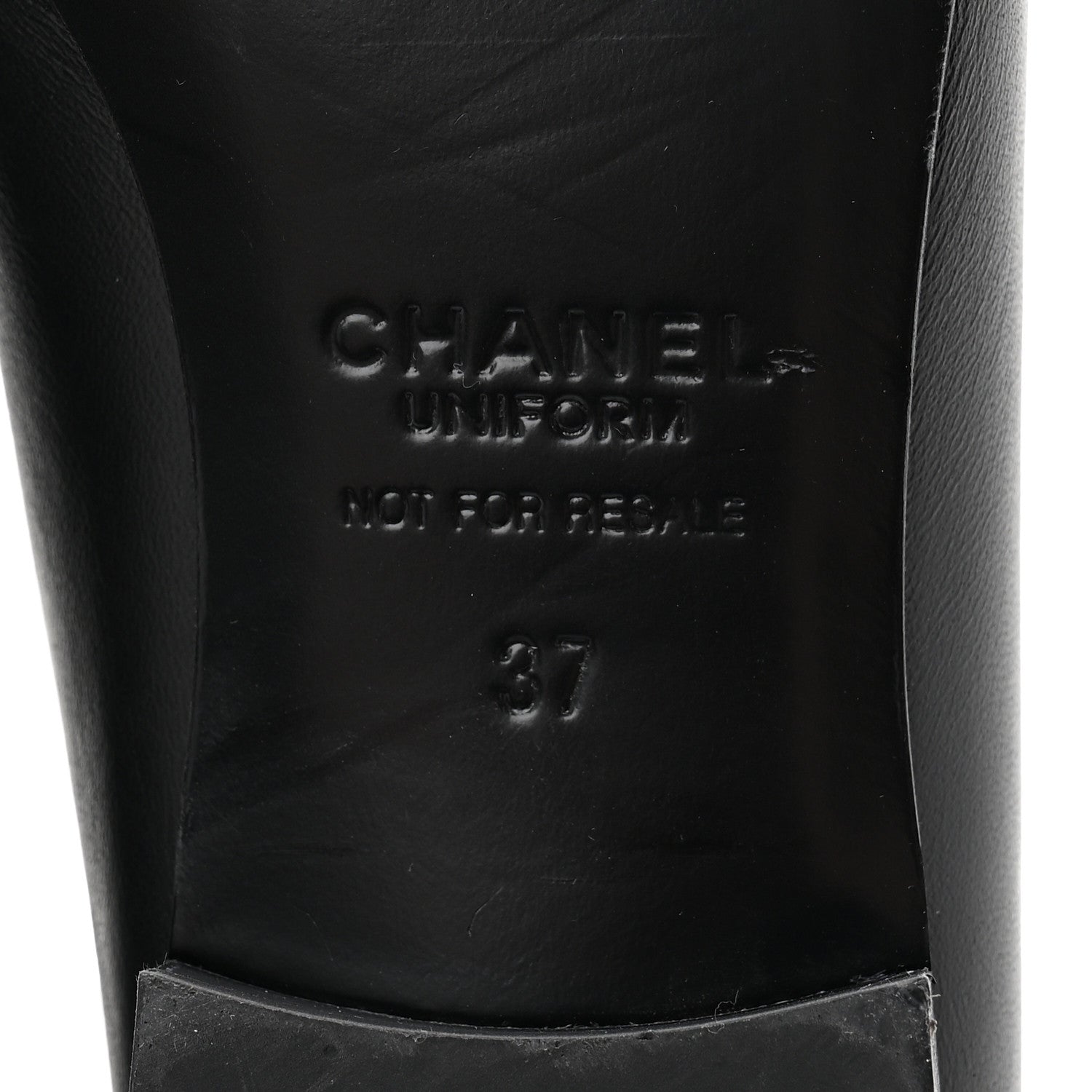 Calfskin Womens Stitched CC Loafers 37 Black