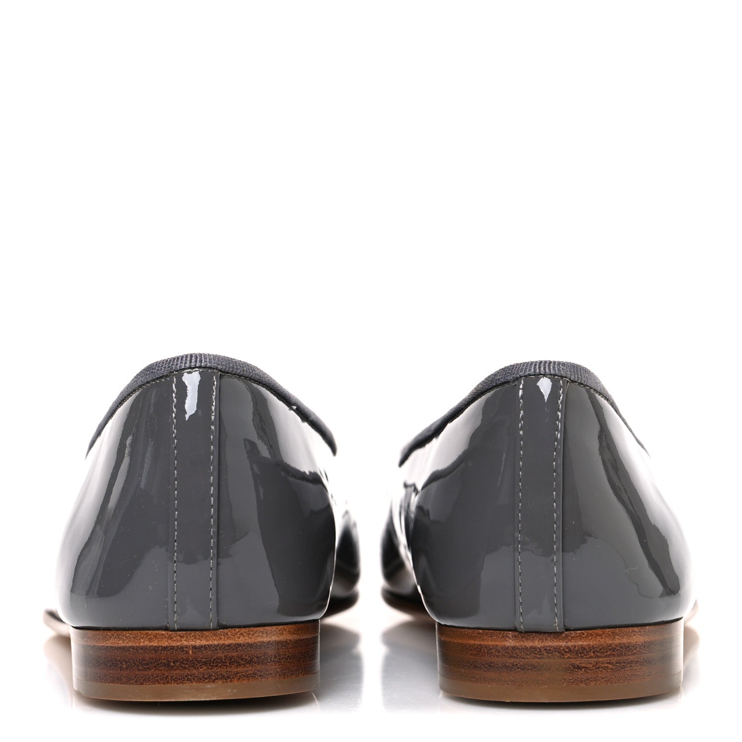 Patent Calfskin CC Cap Toe Ballerina Flats 39.5 Dark Grey