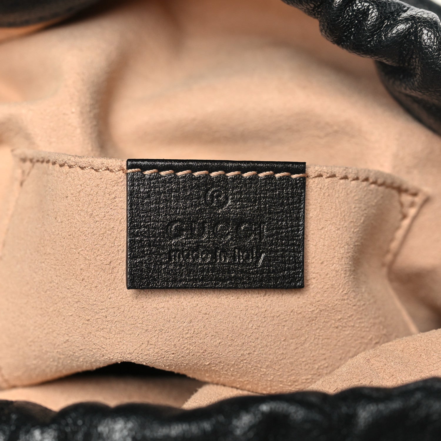 Azalea Sakai Calfskin Horsebit 1955 Drawstring Bucket Bag Black
