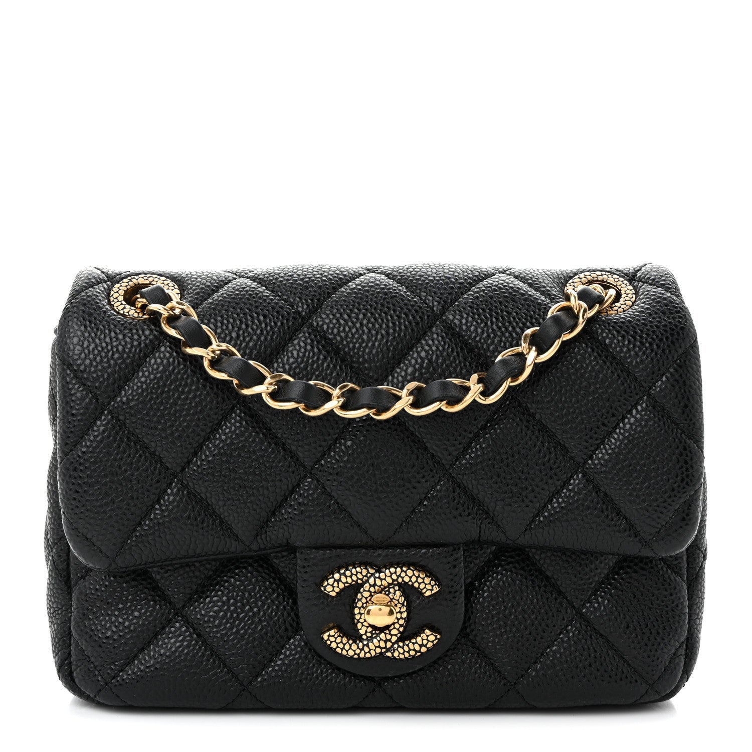 Grained Lambskin Quilted Mini Flap Black