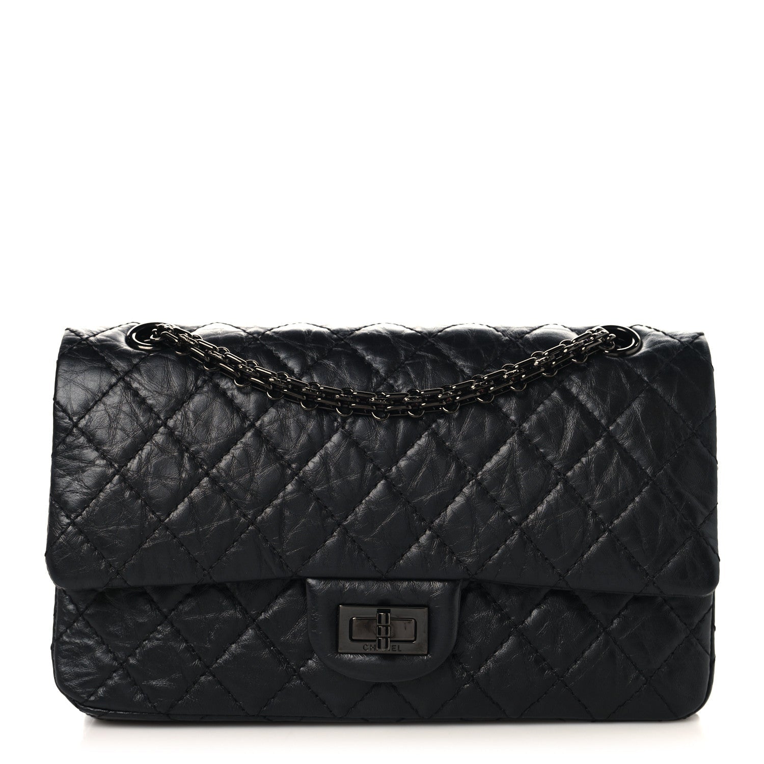 Aged Calfskin Quilted 2.55 Reissue 225 Flap So Black