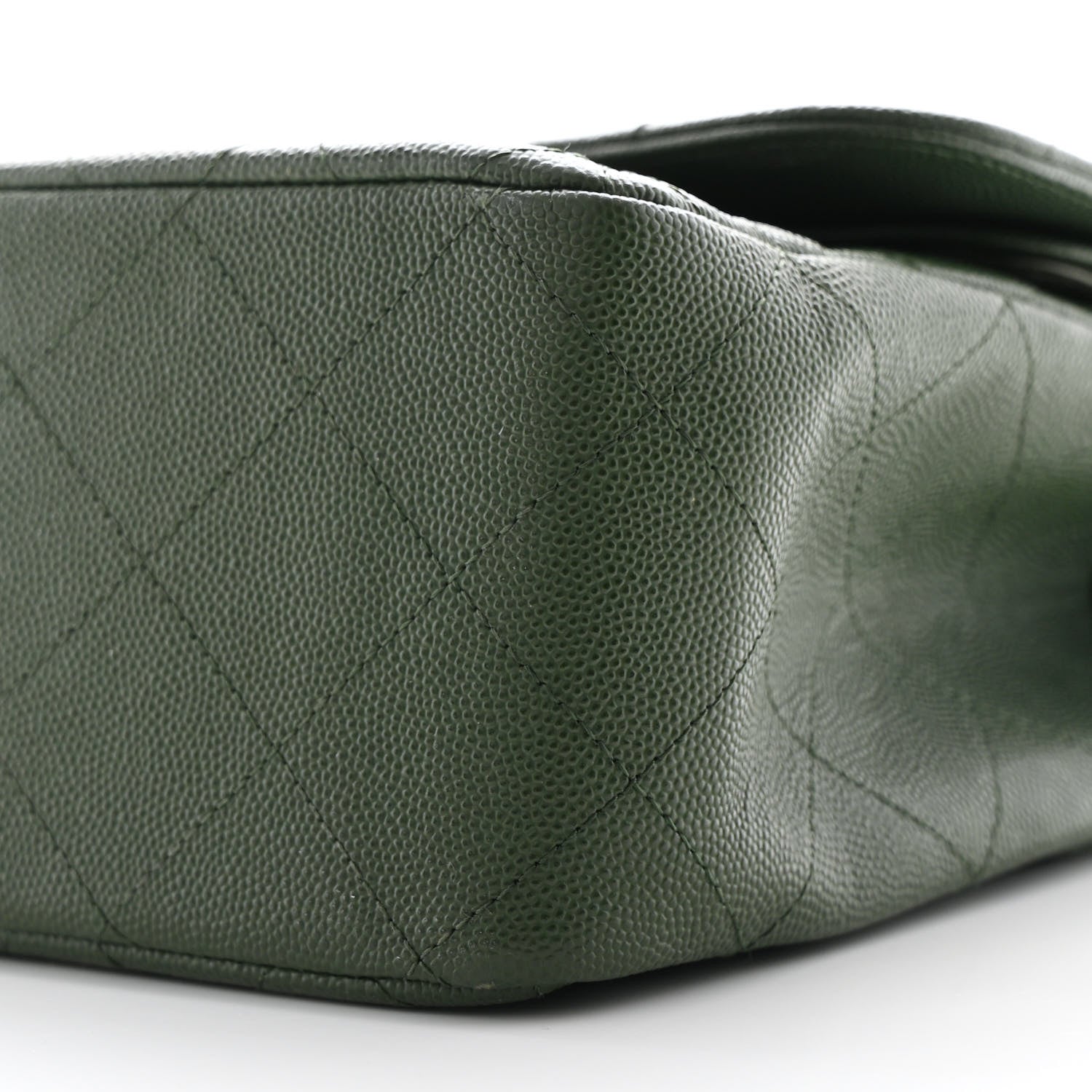 Caviar Quilted Jumbo Double Flap Green