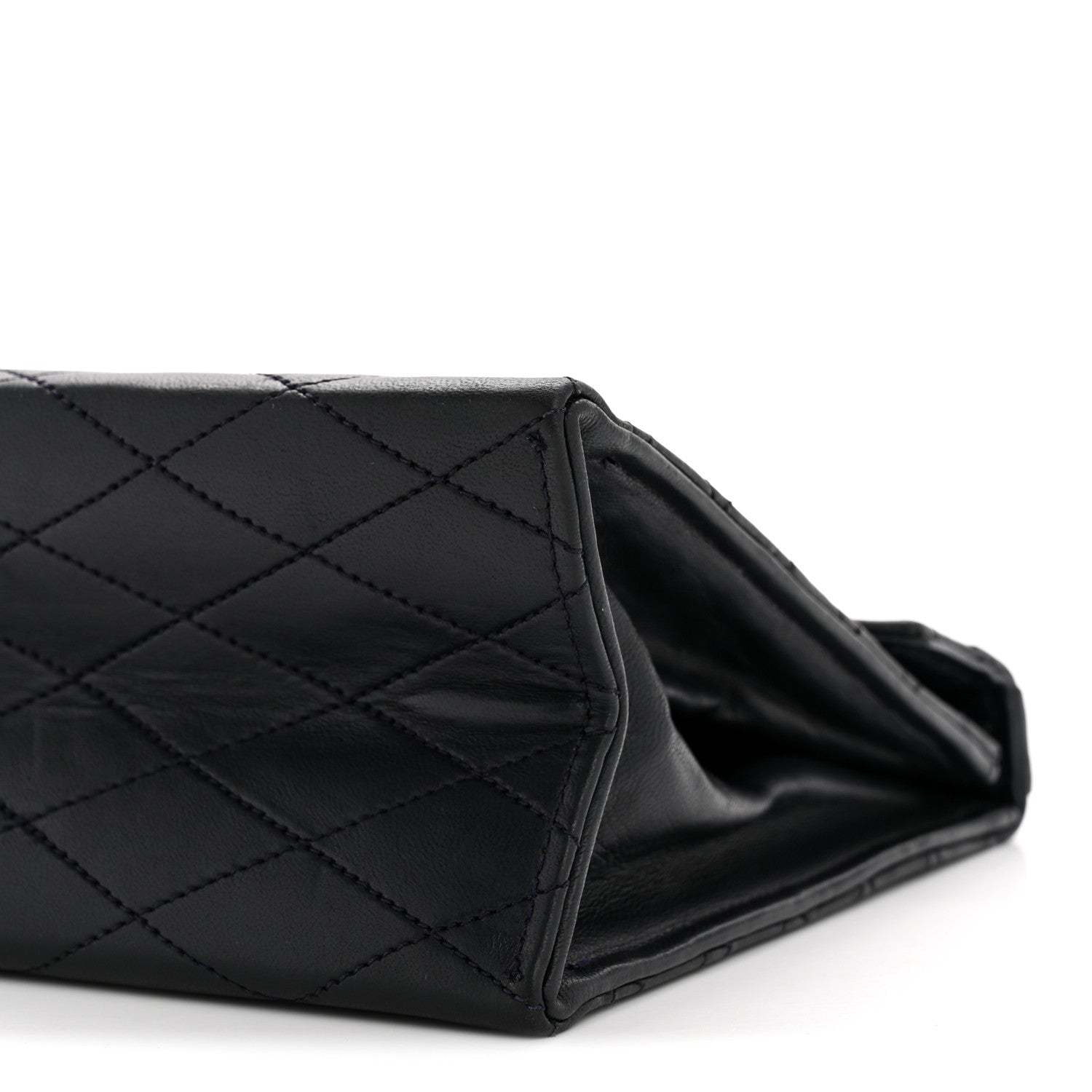 Lambskin Diamond Stitch Envelope Single Flap Black
