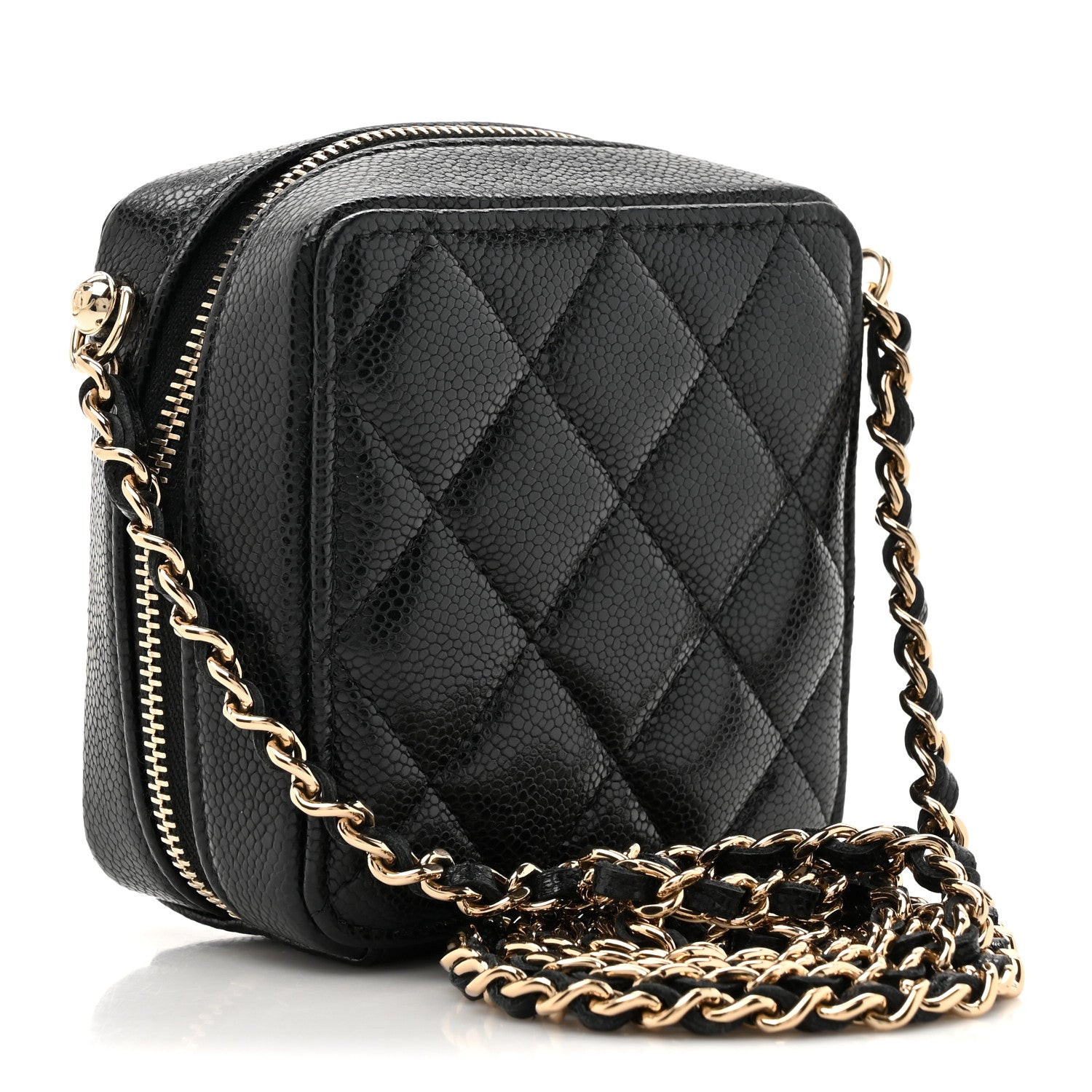 Caviar Quilted Clutch With Chain Black