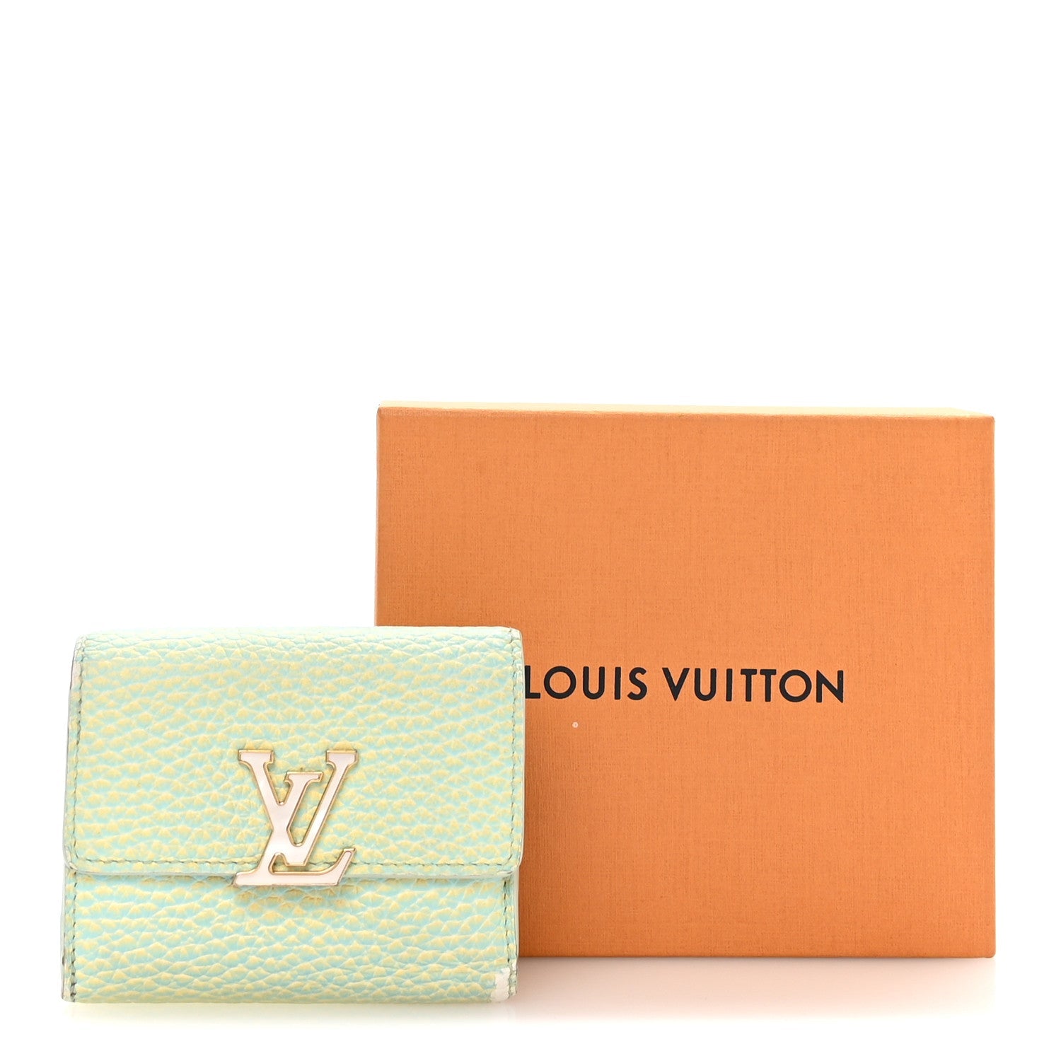 Taurillon Summer Stardust Capucines XS Wallet Vert D'Eau