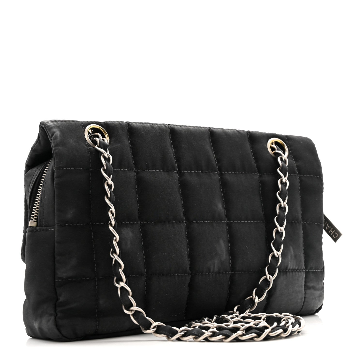 Nylon Square Quilted Flap Black