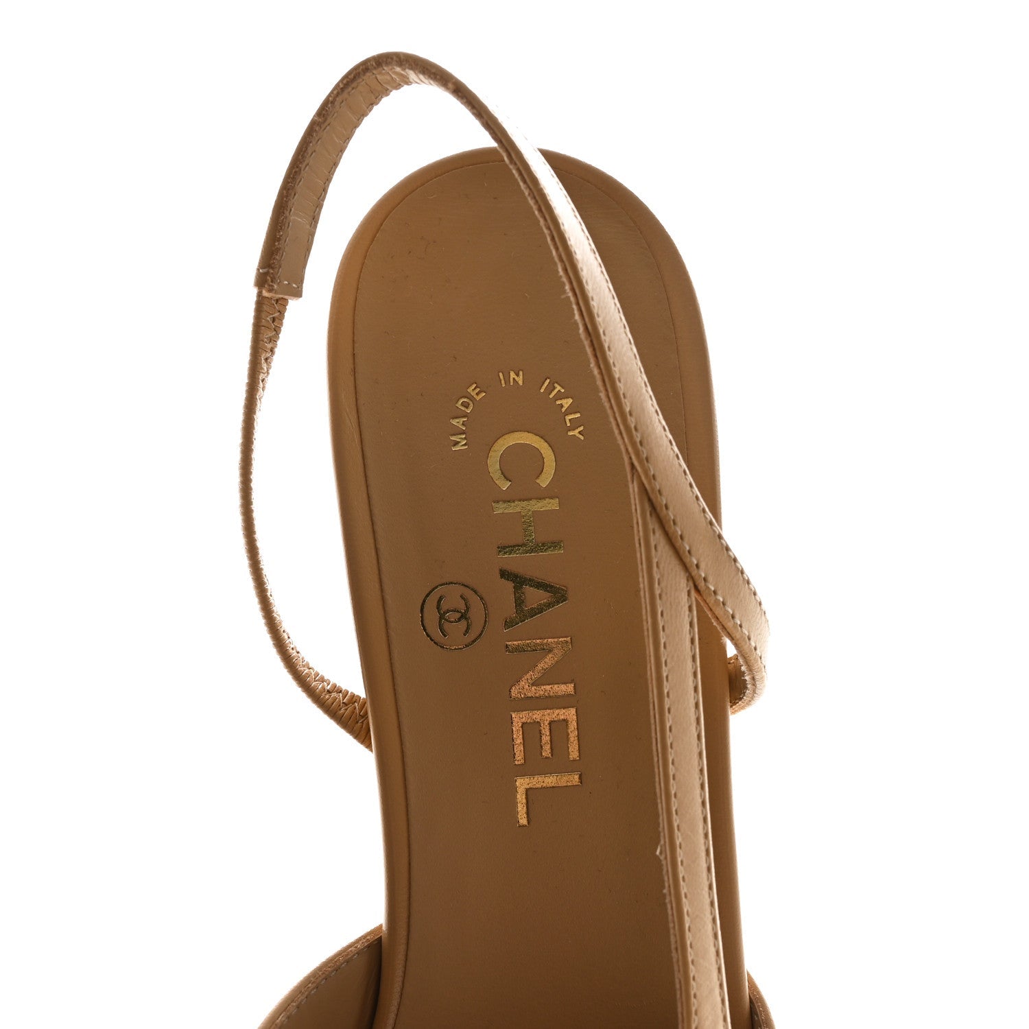 Goatskin Grosgrain Cap Toe CC Slingback Pumps 40 Beige Black