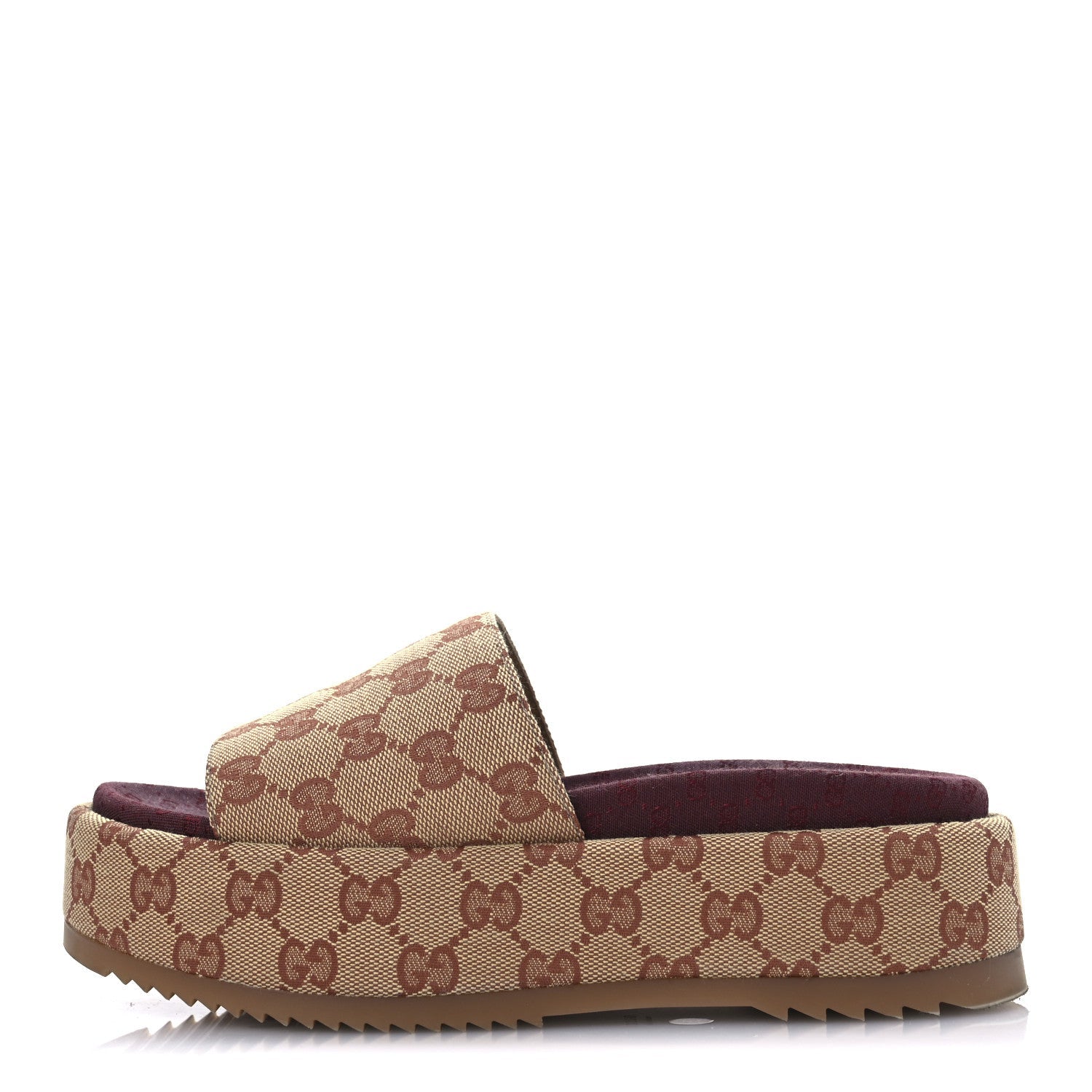 Canvas GG Monogram Angelina Platform Slide Sandals 36 Beige Ruggine