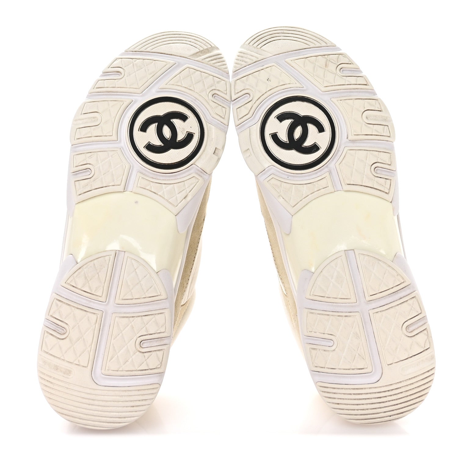 Suede Calfskin Fabric CC Sneakers 37.5 White