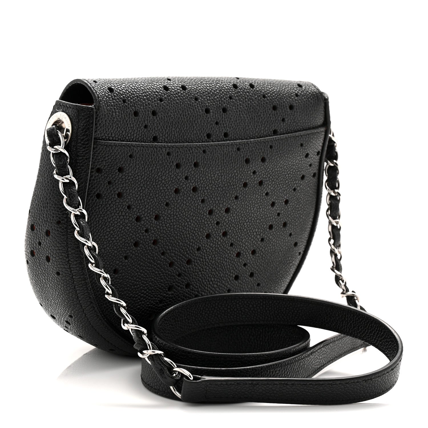 Caviar Perforated Messenger Flap Black