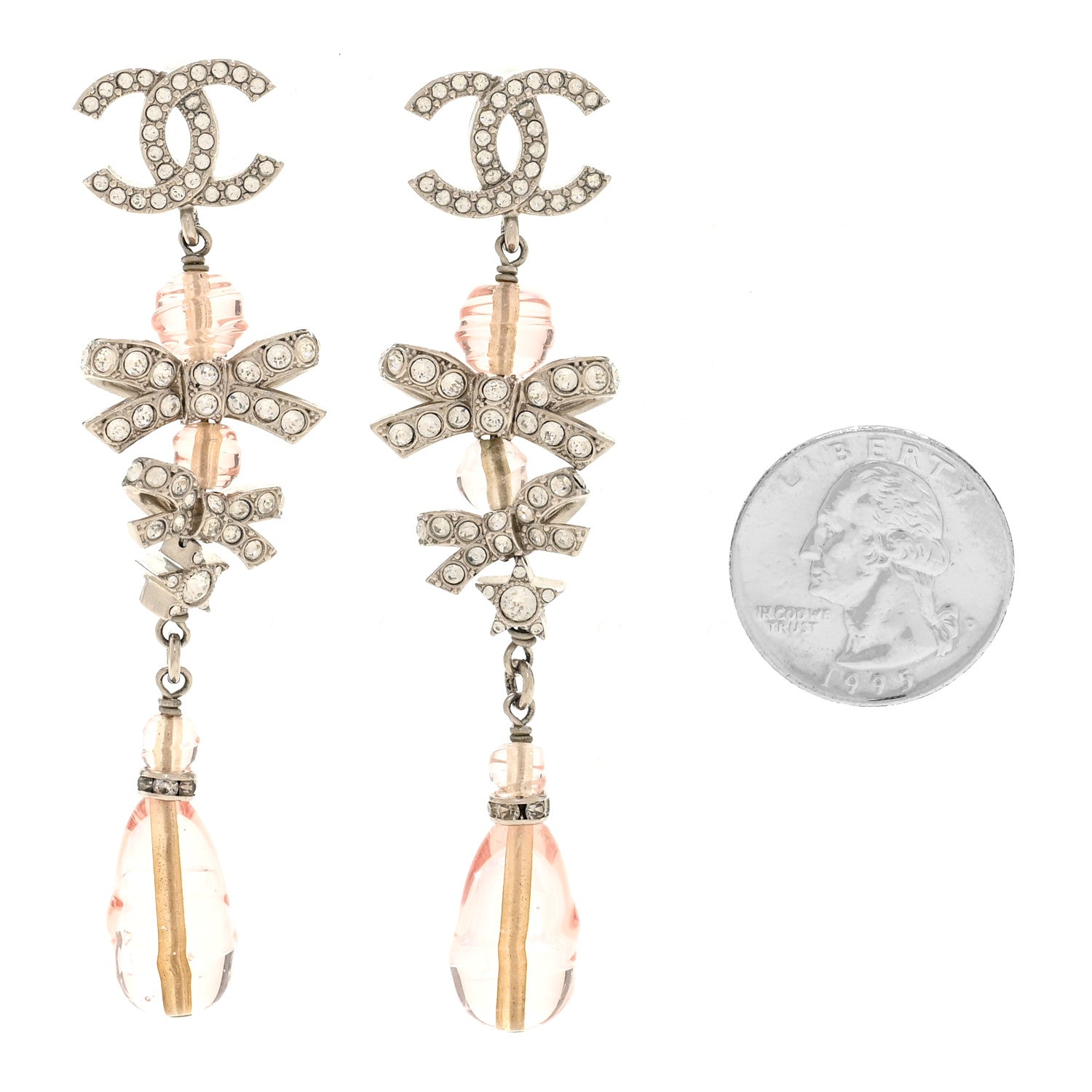 Metal Glass Crystal Strass CC Drop Earrings