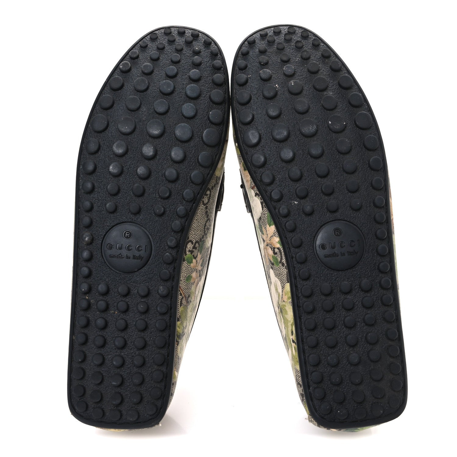 GG Supreme Monogram Blooms Mens Driver Loafers 7 Beige New Military Black