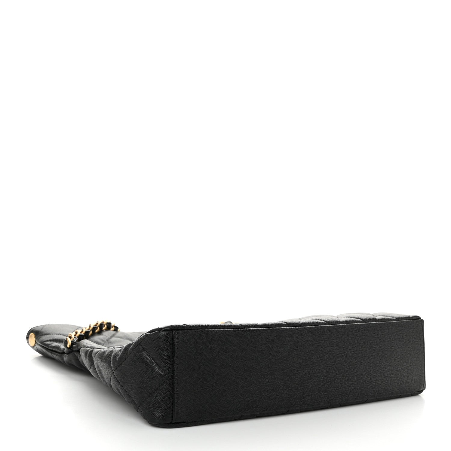 Caviar Quilted Fold Over Hobo Black