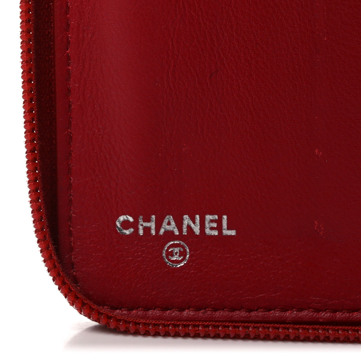 Caviar Large CC Timeless Zip Around Organizer Wallet Red