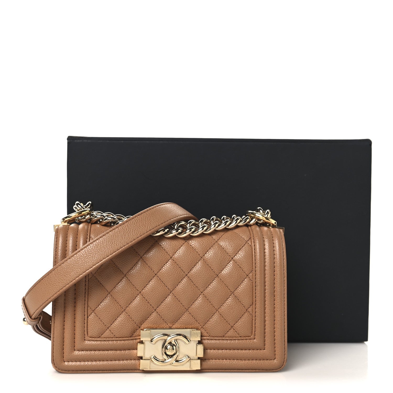Caviar Quilted Small Boy Flap Brown